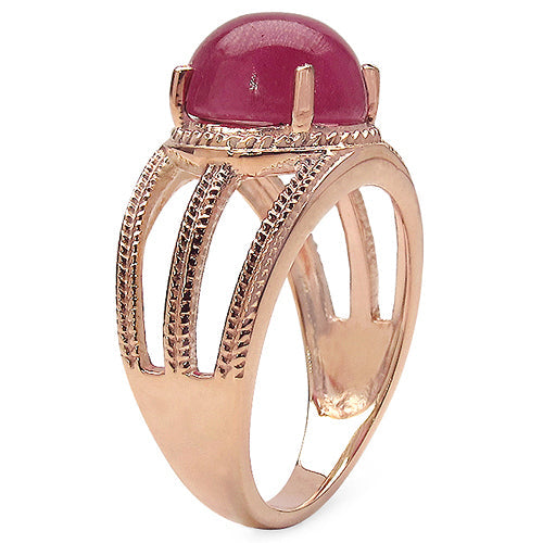 14K Rose Gold Plated 6.55 Carat Genuine Glass Filled Ruby .925 Sterling Silver Ring on sale at MyriadMart