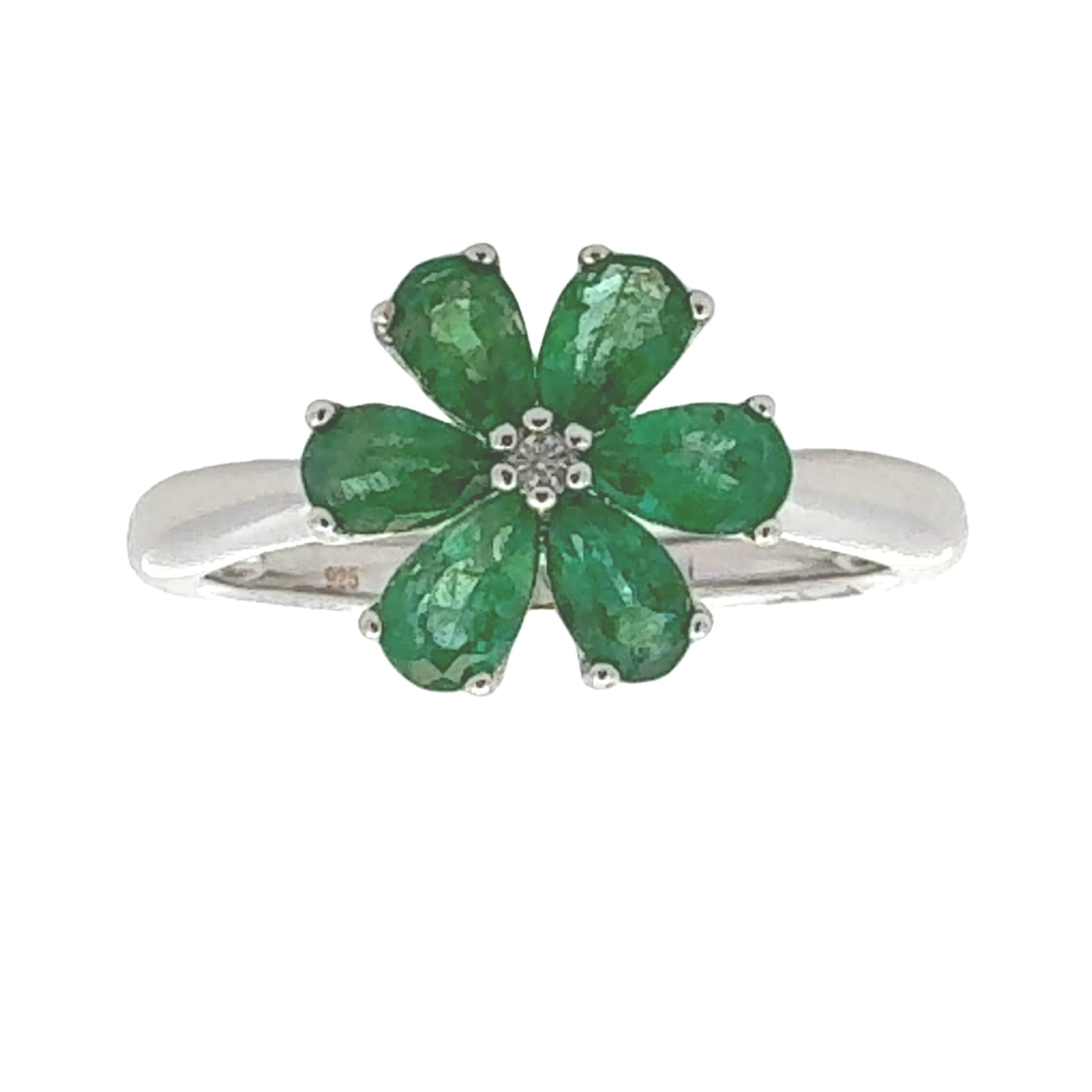 1.14ct Emerald Zircon Ring Sterling Silver on sale at MyriadMart