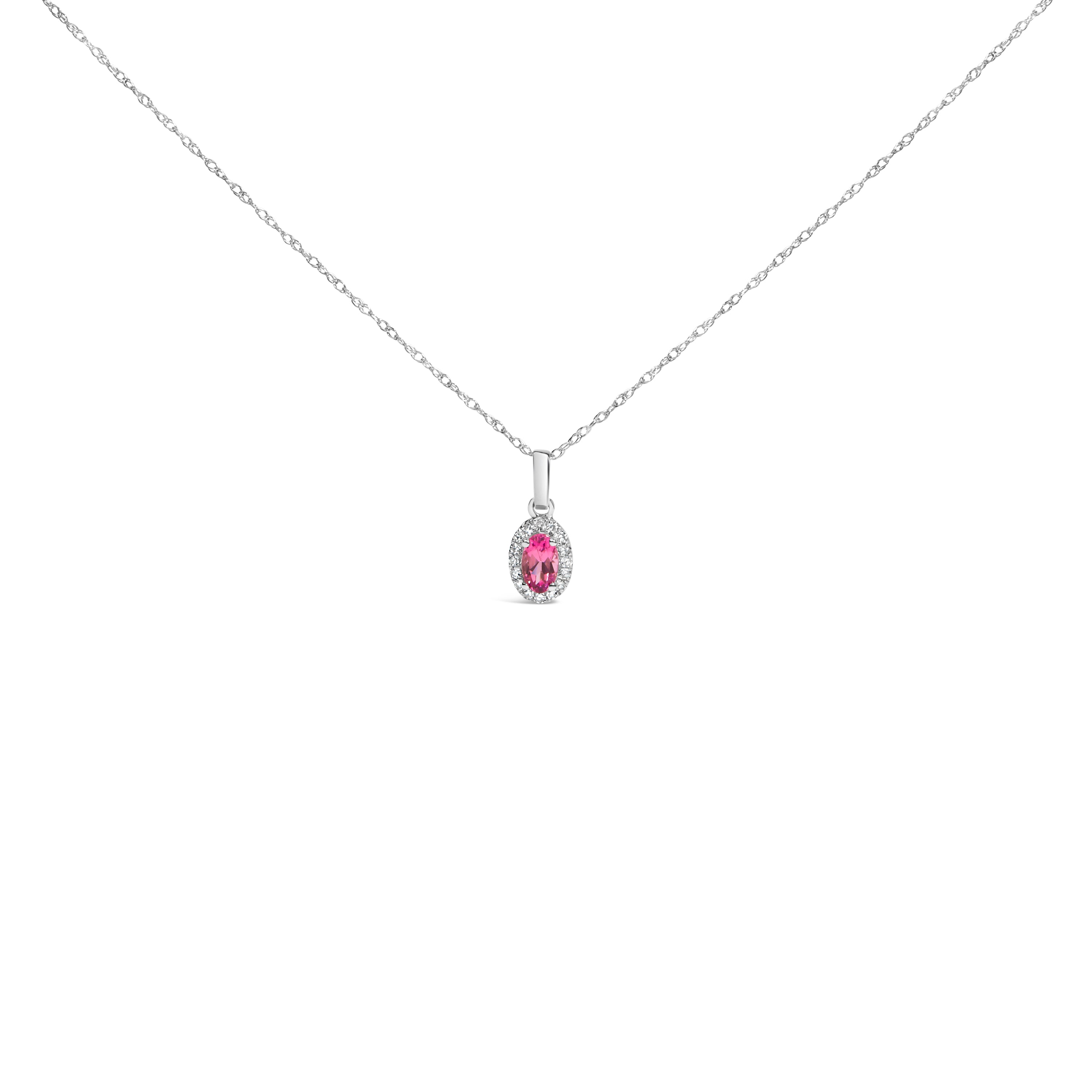 10K White Gold 5x3mm Green Emerald and Diamond Accent Halo Oval Shape 18" Pendant Necklace I-J Color, I1-I2 Clarity on sale at MyriadMart