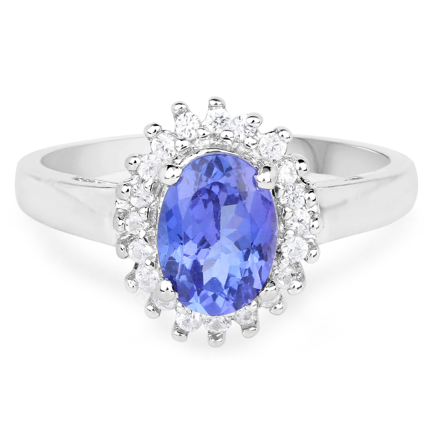 1.45 Carat Genuine Tanzanite and White Zircon .925 Sterling Silver Ring on sale at MyriadMart