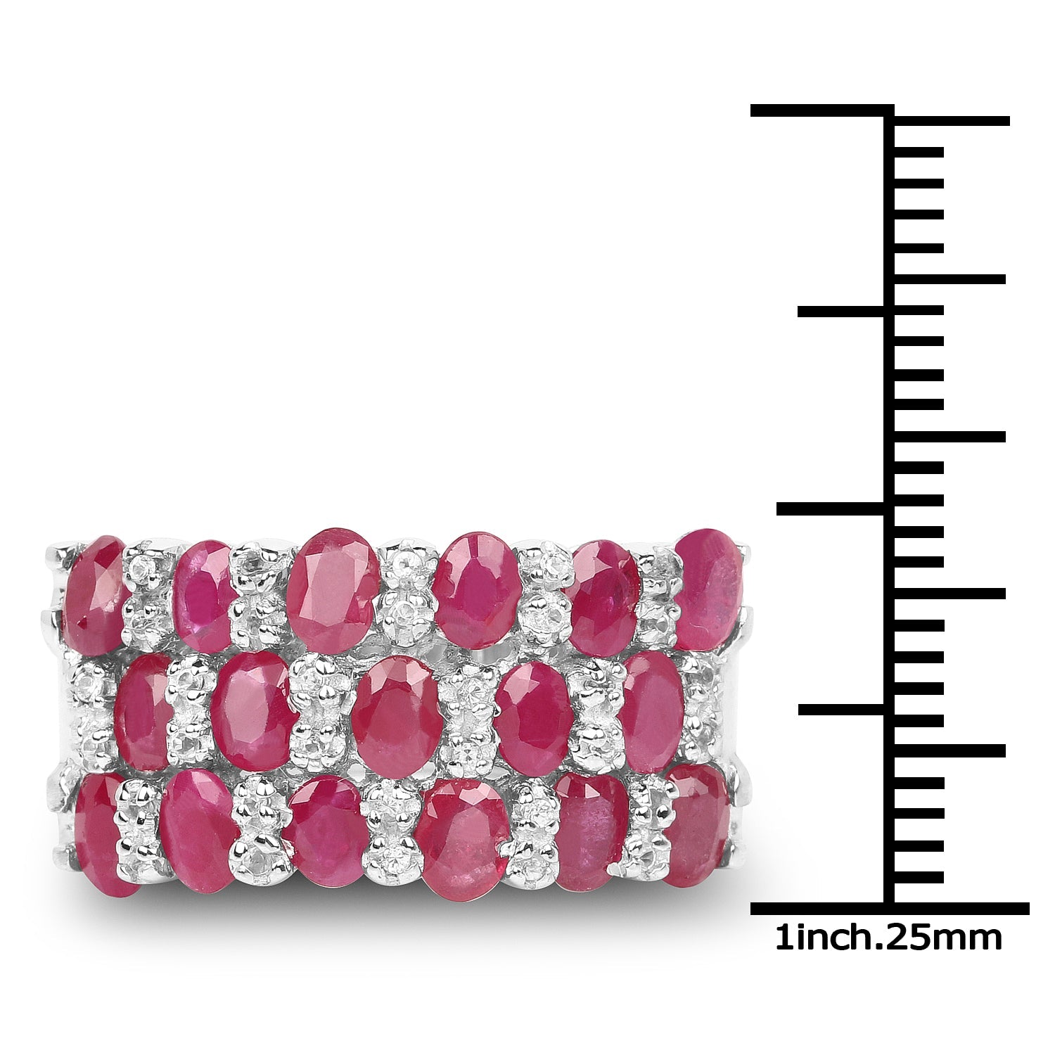 3.69 Carat Genuine Ruby and White Topaz .925 Sterling Silver Ring on sale at MyriadMart