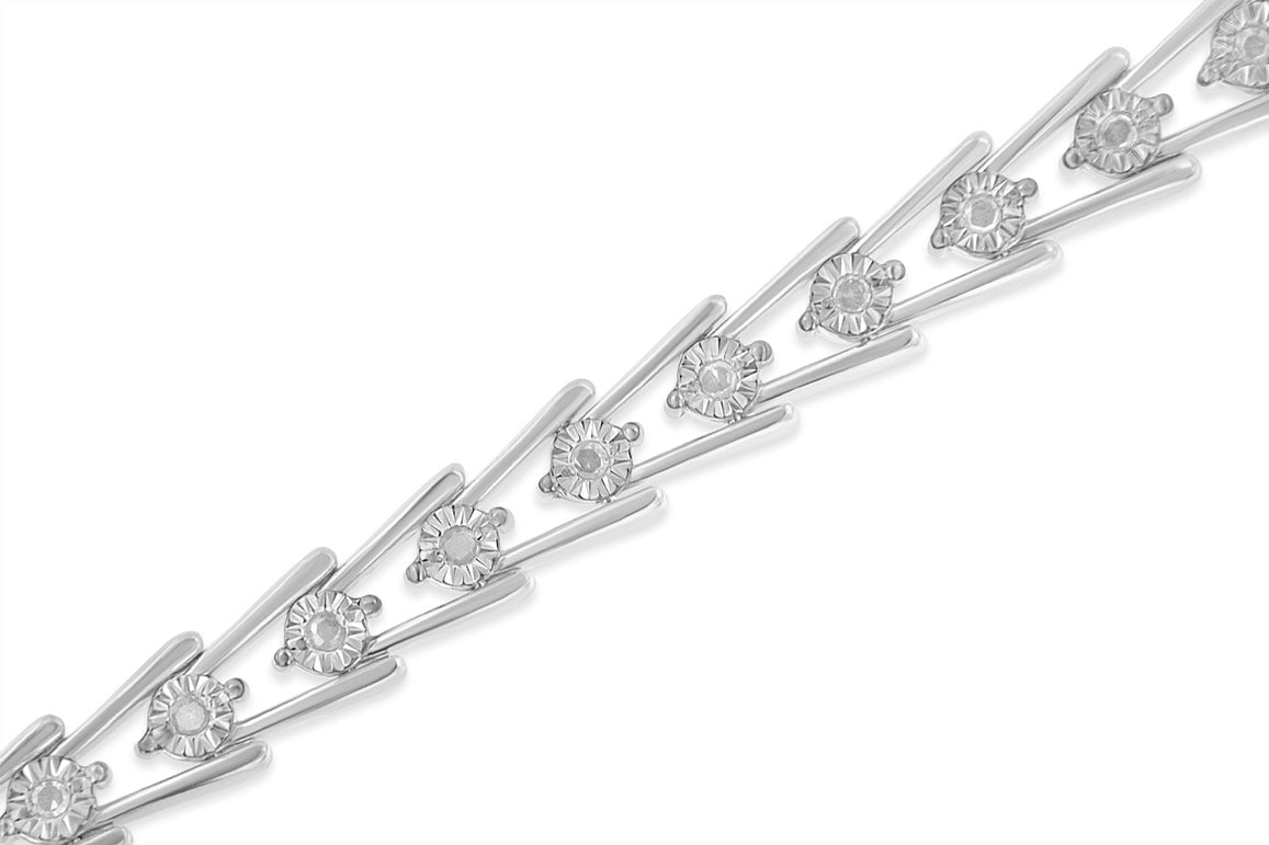 Sterling Silver Diamond Wave-Style Link Bracelet 0.5 cttw, I-J Color, I3 Clarity on sale at MyriadMart