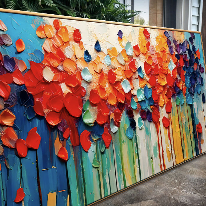 Colorful Petals Impasto Wall Art on sale at MyriadMart