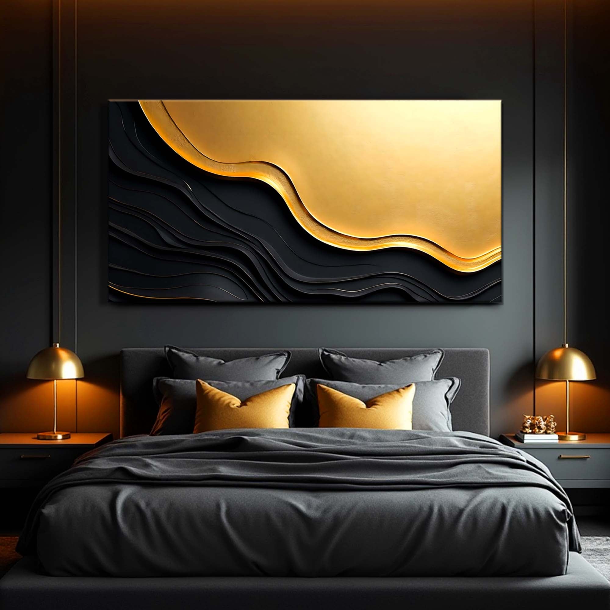 Black And Gold Minimalist Abstract V on sale at MyriadMart