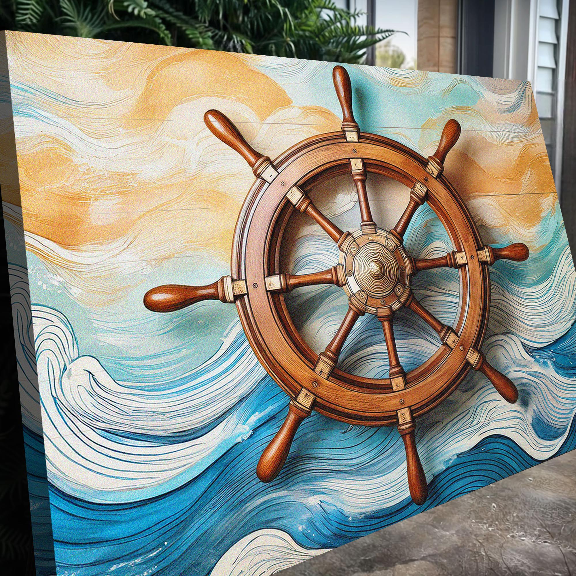 Sailboat Ship Wheel Coastal Wall Art II on sale at MyriadMart