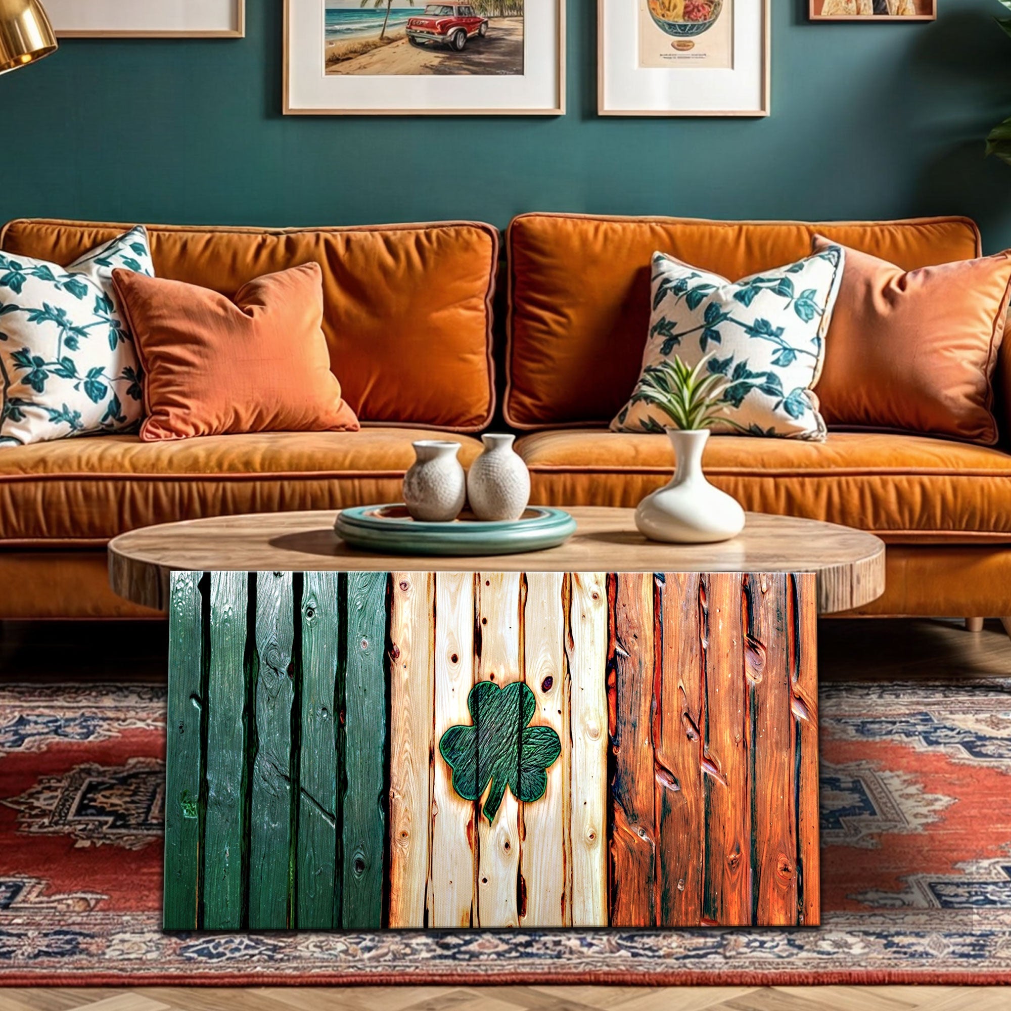 Irish Shamrock Glory Wooden Flag Wall Art on sale at MyriadMart