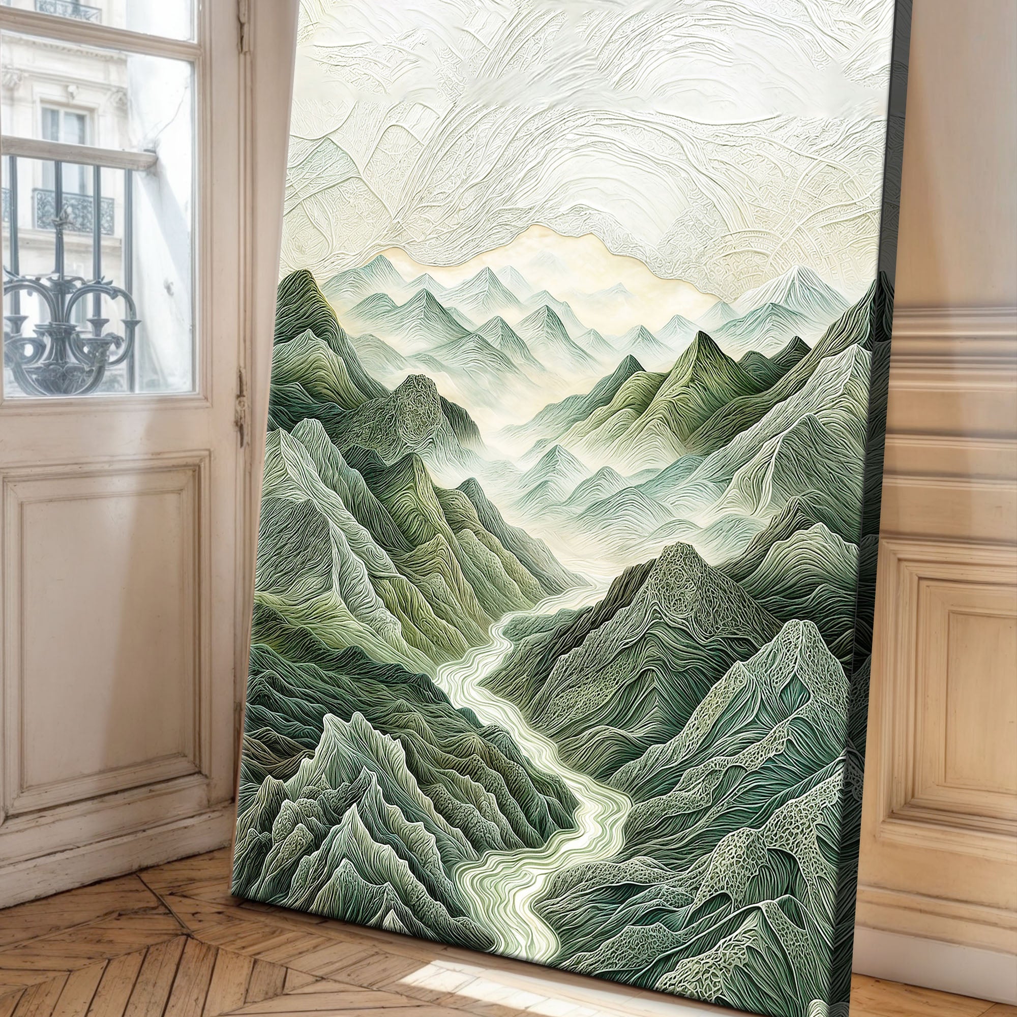 Abstract Mountain and River Landscape Wall Art on sale at MyriadMart