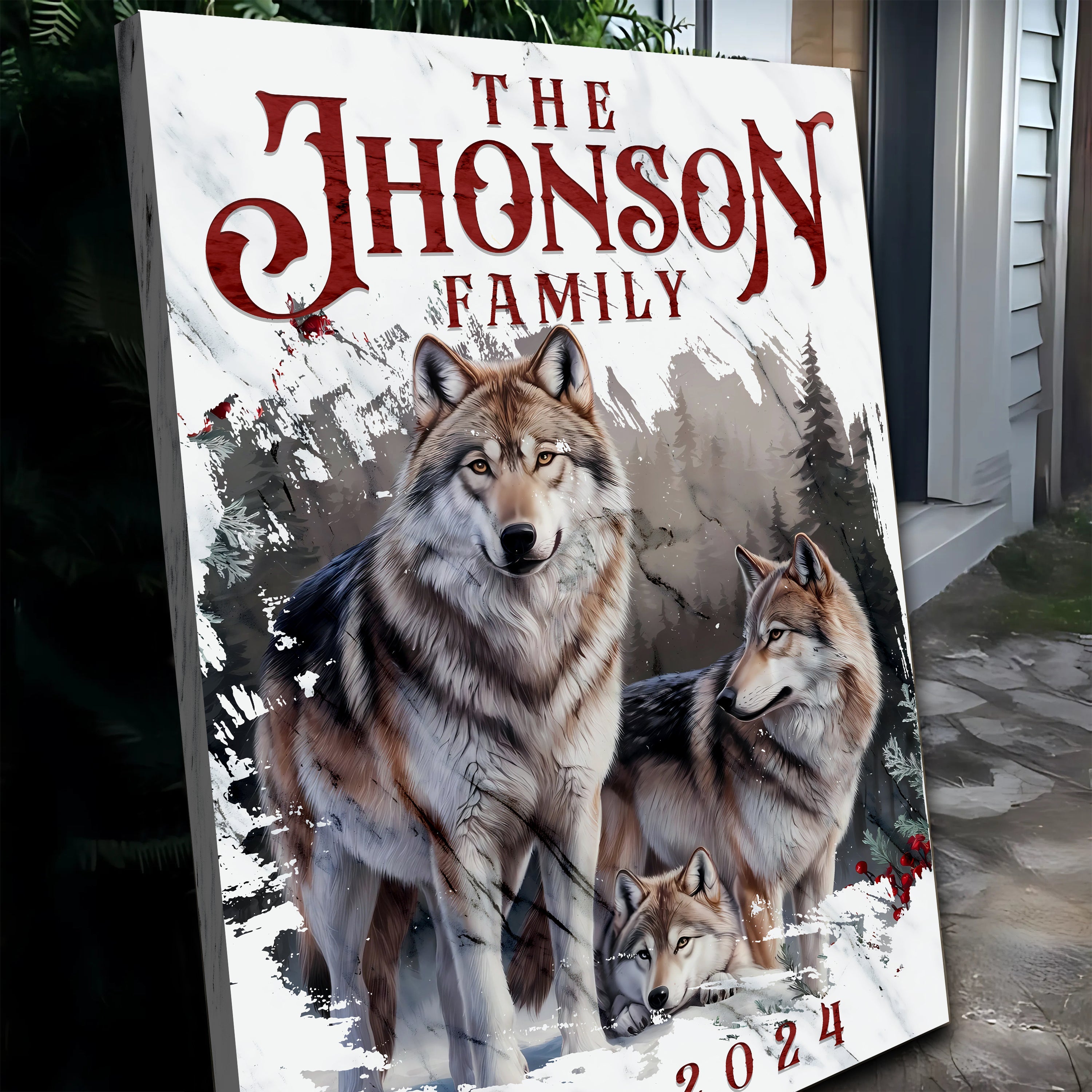 Personalized Wolf Family Wall Art on sale at MyriadMart