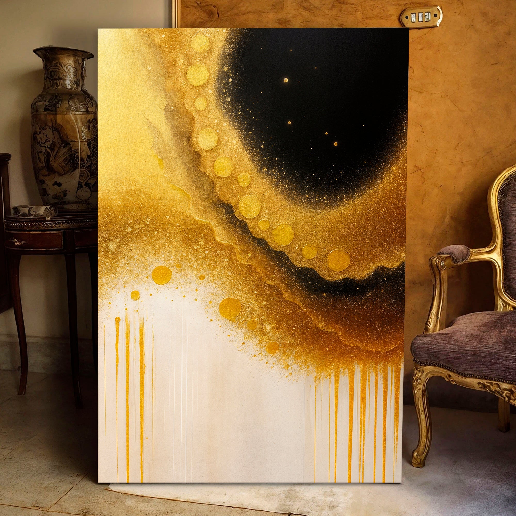 Minimalist Black and Gold Wall Art on sale at MyriadMart