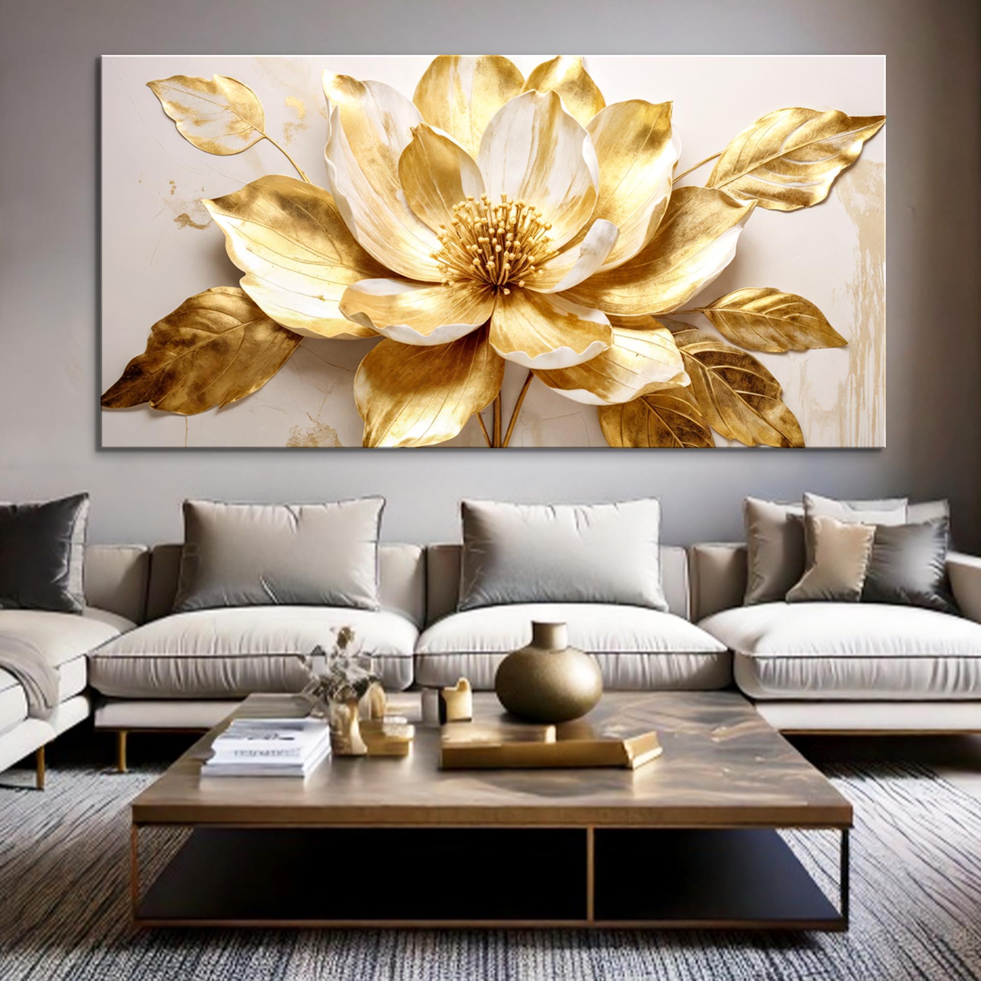 Golden Dandelion Minimalist Abstract Wall Art VIII on sale at MyriadMart