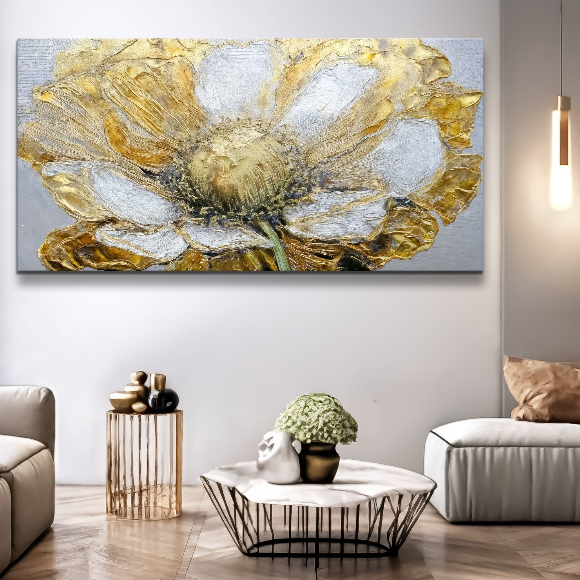 Golden Dandelion Minimalist Abstract Wall Art IX on sale at MyriadMart