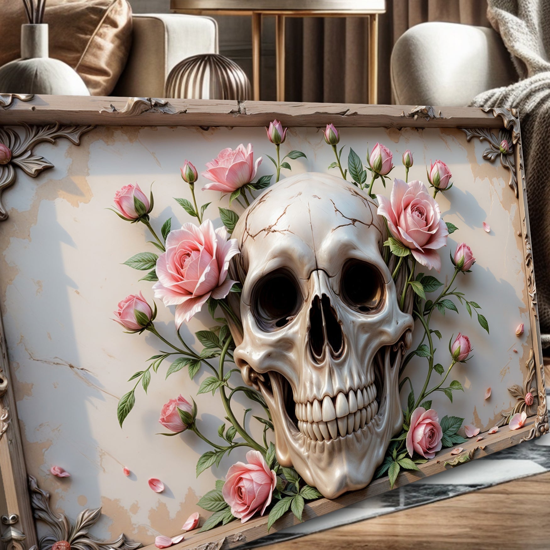 3D Rose And Skull Wall Art V on sale at MyriadMart
