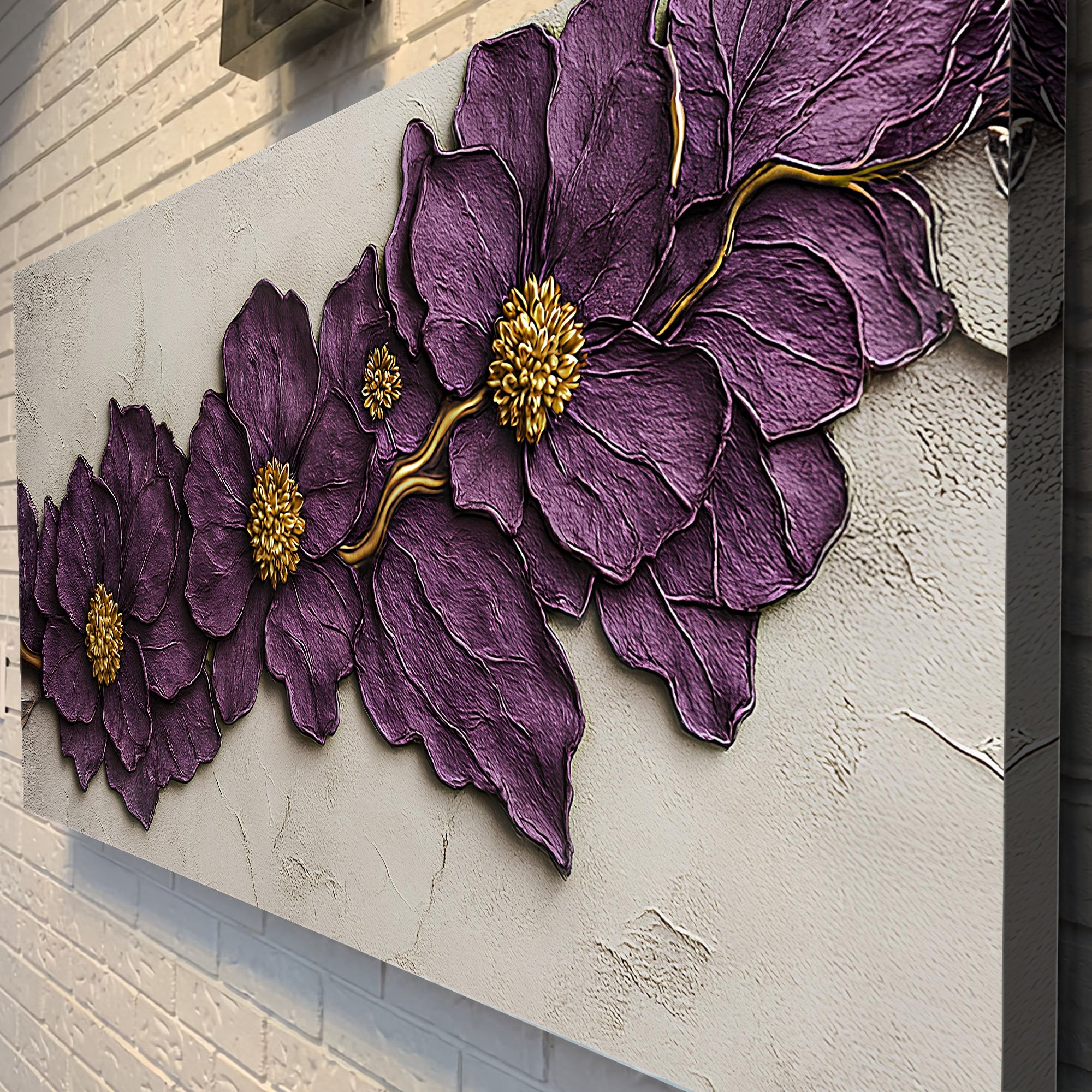 Purple Flower Plaster Wall Art on sale at MyriadMart