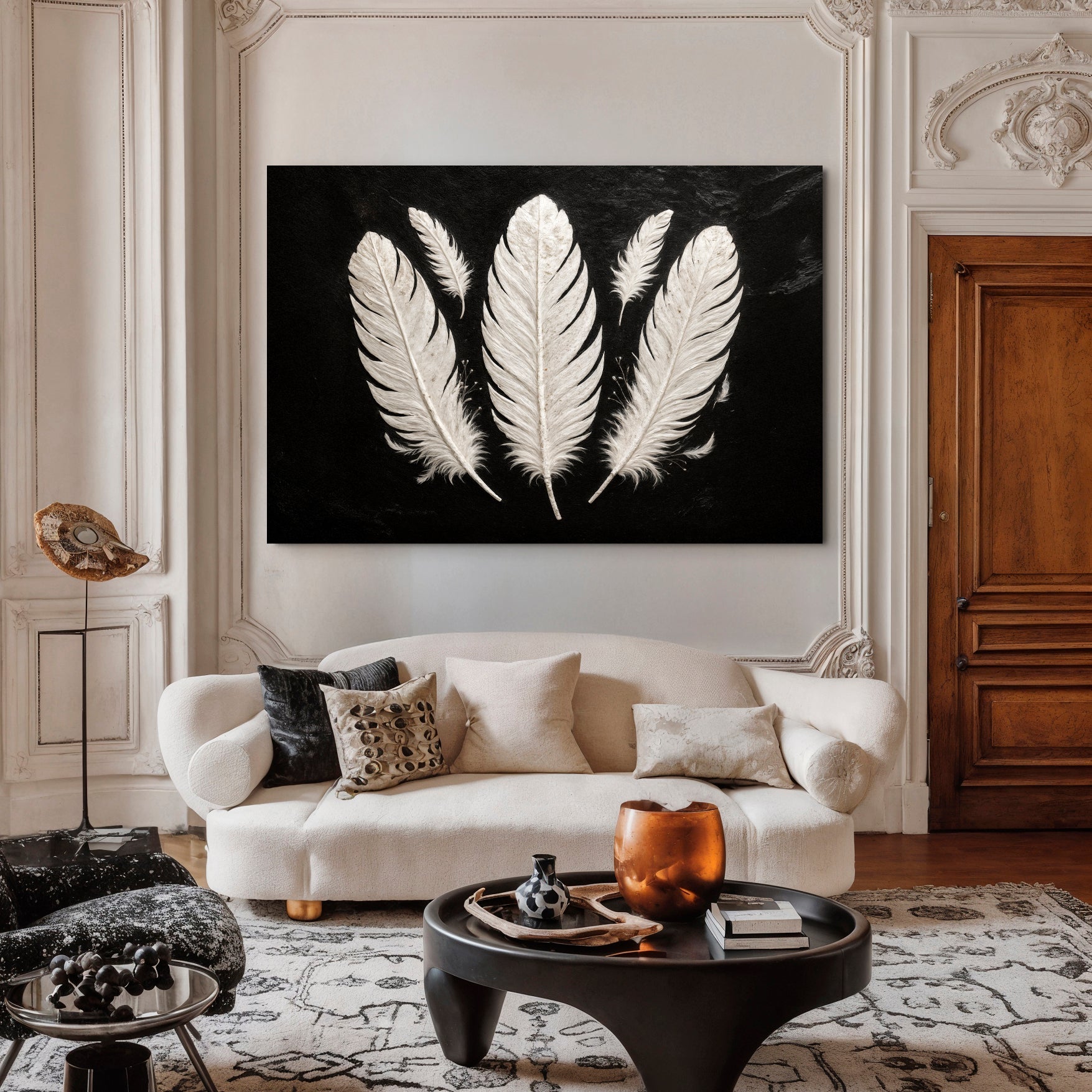 Minimalist Monochrome Feather Wall Art on sale at MyriadMart