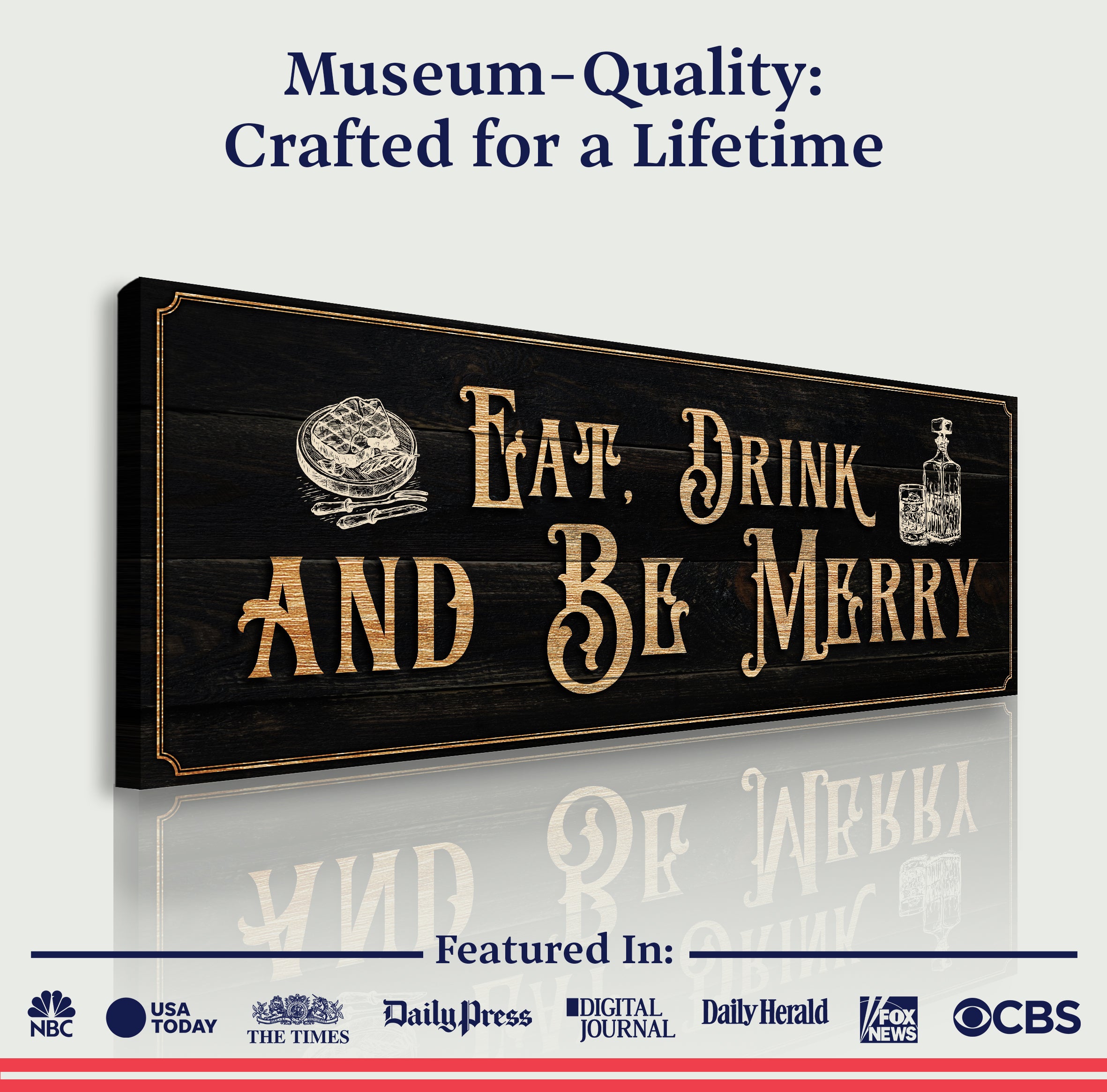 Eat, Drink And Be Merry Family Sign on sale at MyriadMart