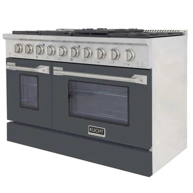 Kucht 48" Propane Range in Stainless Steel, Grey Doors, KNG481/LP-GR on sale at MyriadMart