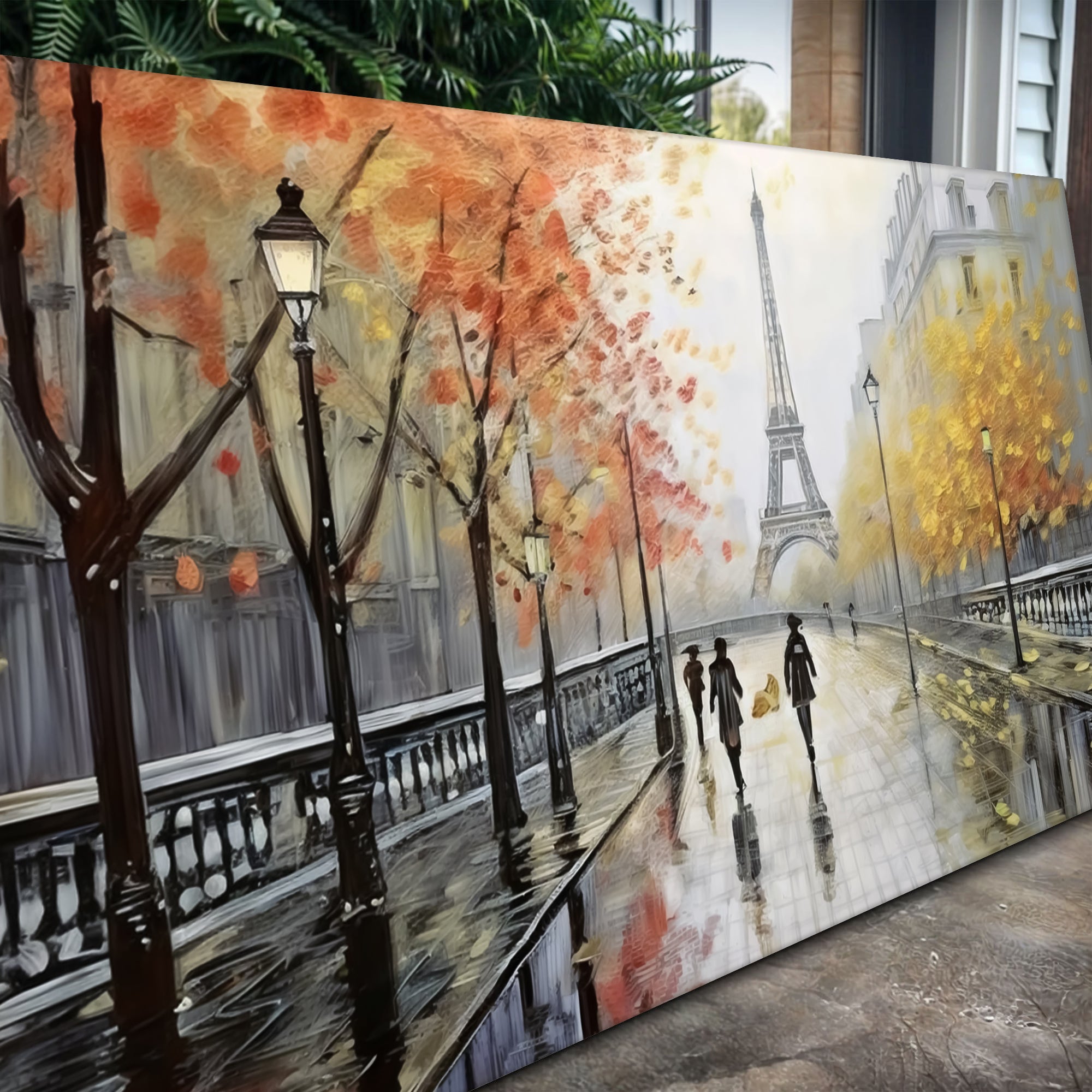 Parisian Rain Cityscape Impasto Wall Art on sale at MyriadMart