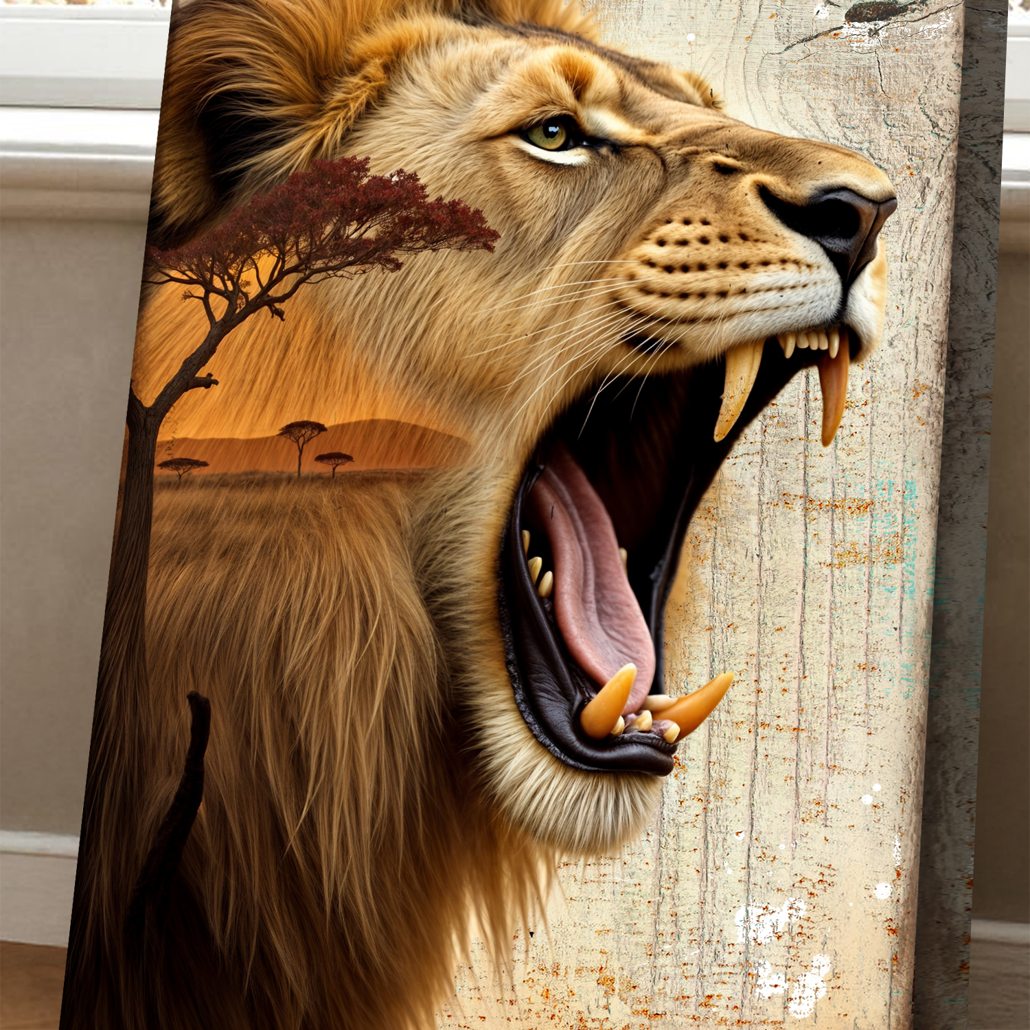 Lion Double Exposure Wall Art on sale at MyriadMart