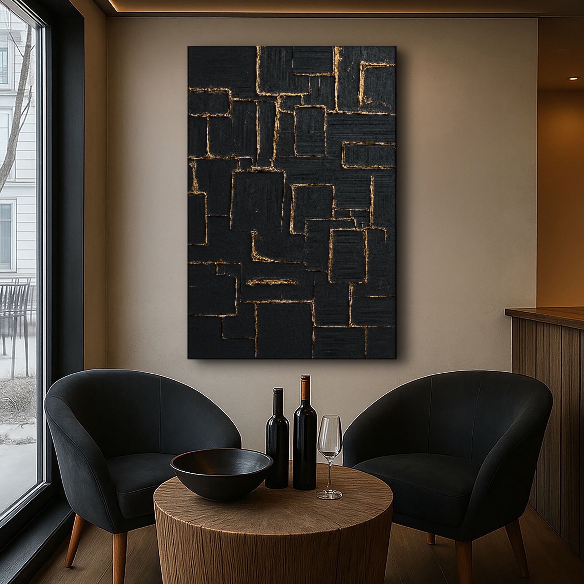 Contemporary Black and Gold Wall Art on sale at MyriadMart