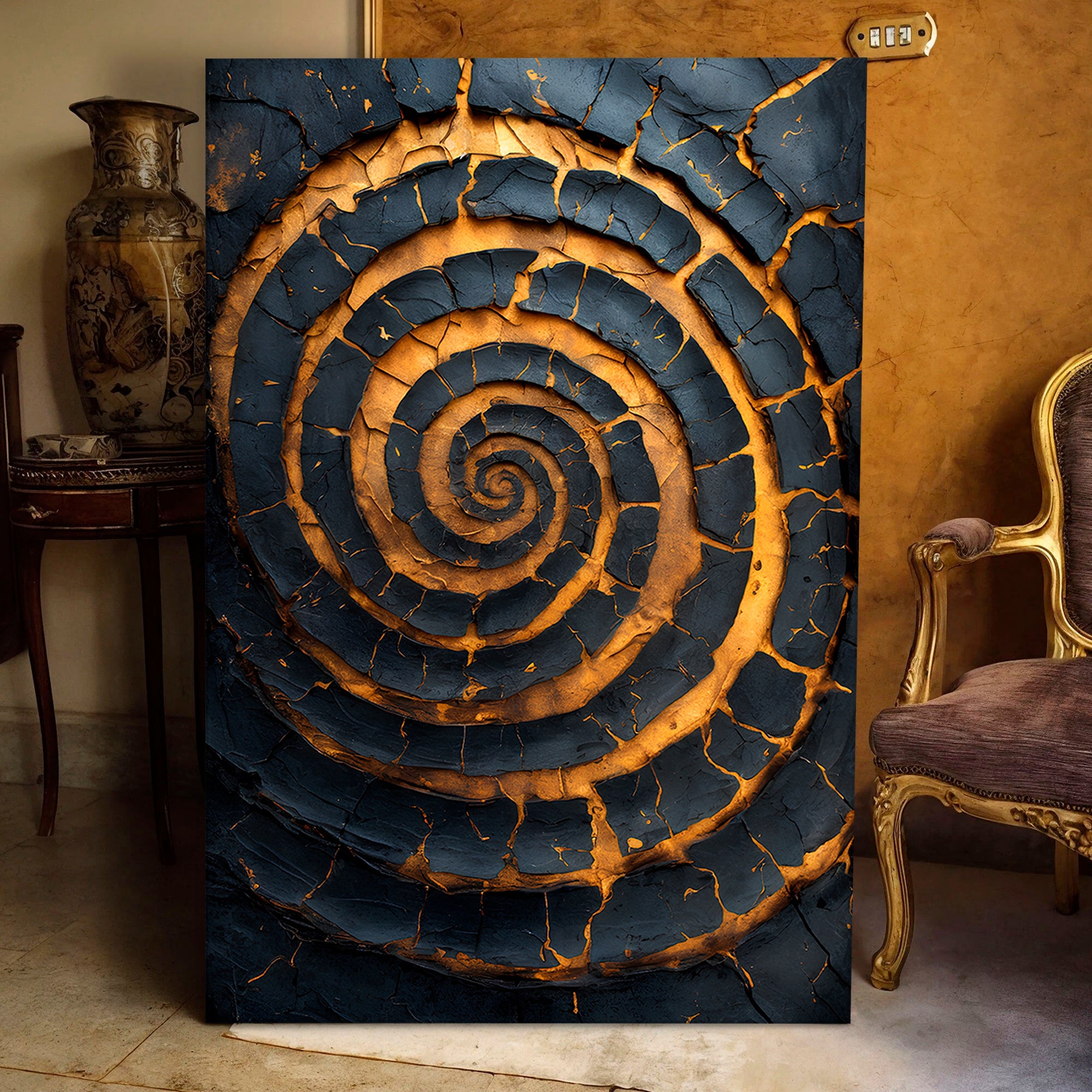 Black and Gold Spiral Wall Art on sale at MyriadMart