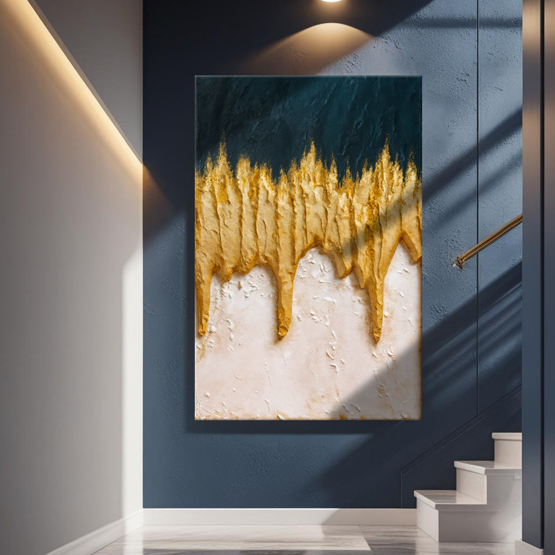 Abstract Blue And Gold Wall Art on sale at MyriadMart