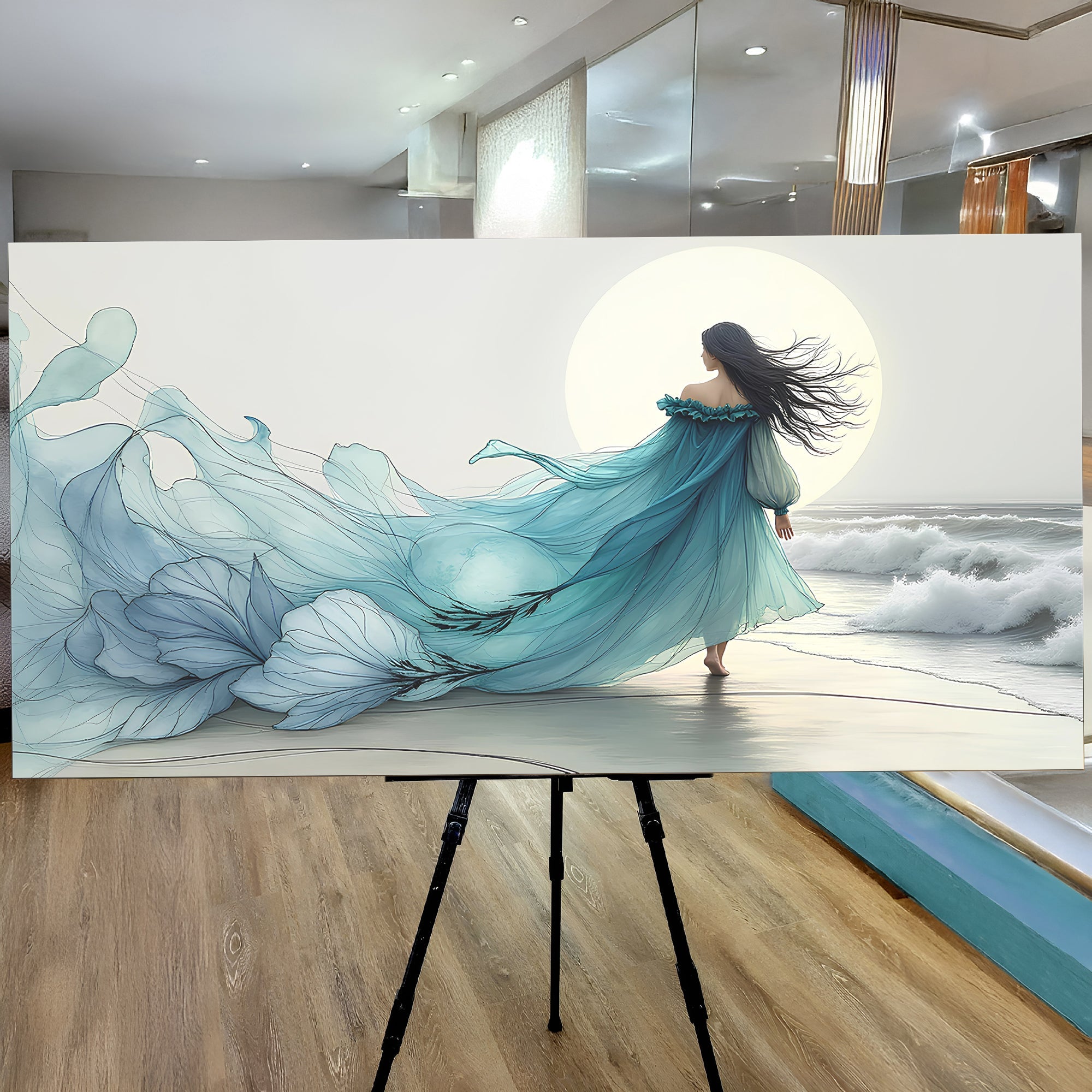 Swirling Winds by the Ocean Abstract Wall Art on sale at MyriadMart