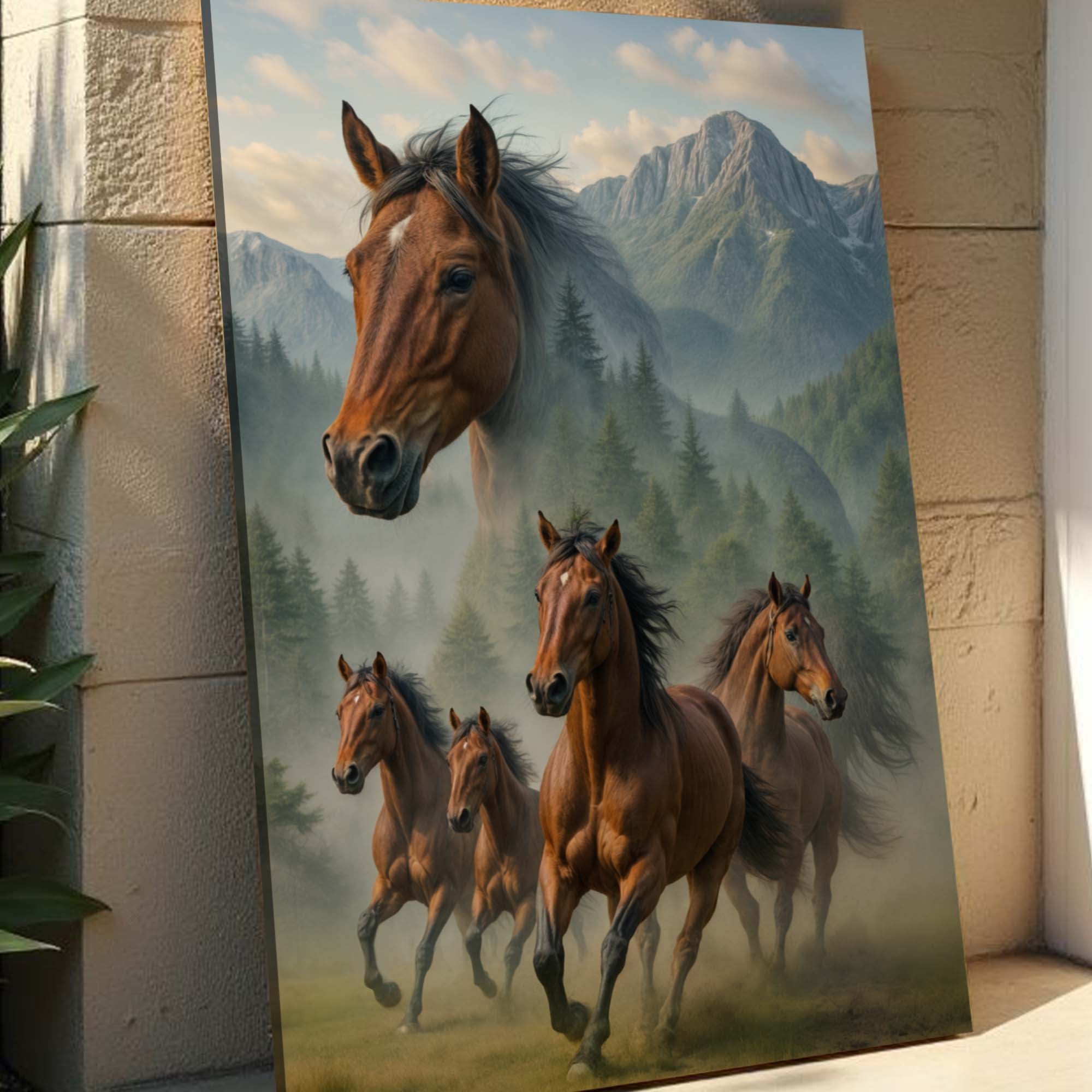 Galloping Horse Double Exposure Wall Art on sale at MyriadMart
