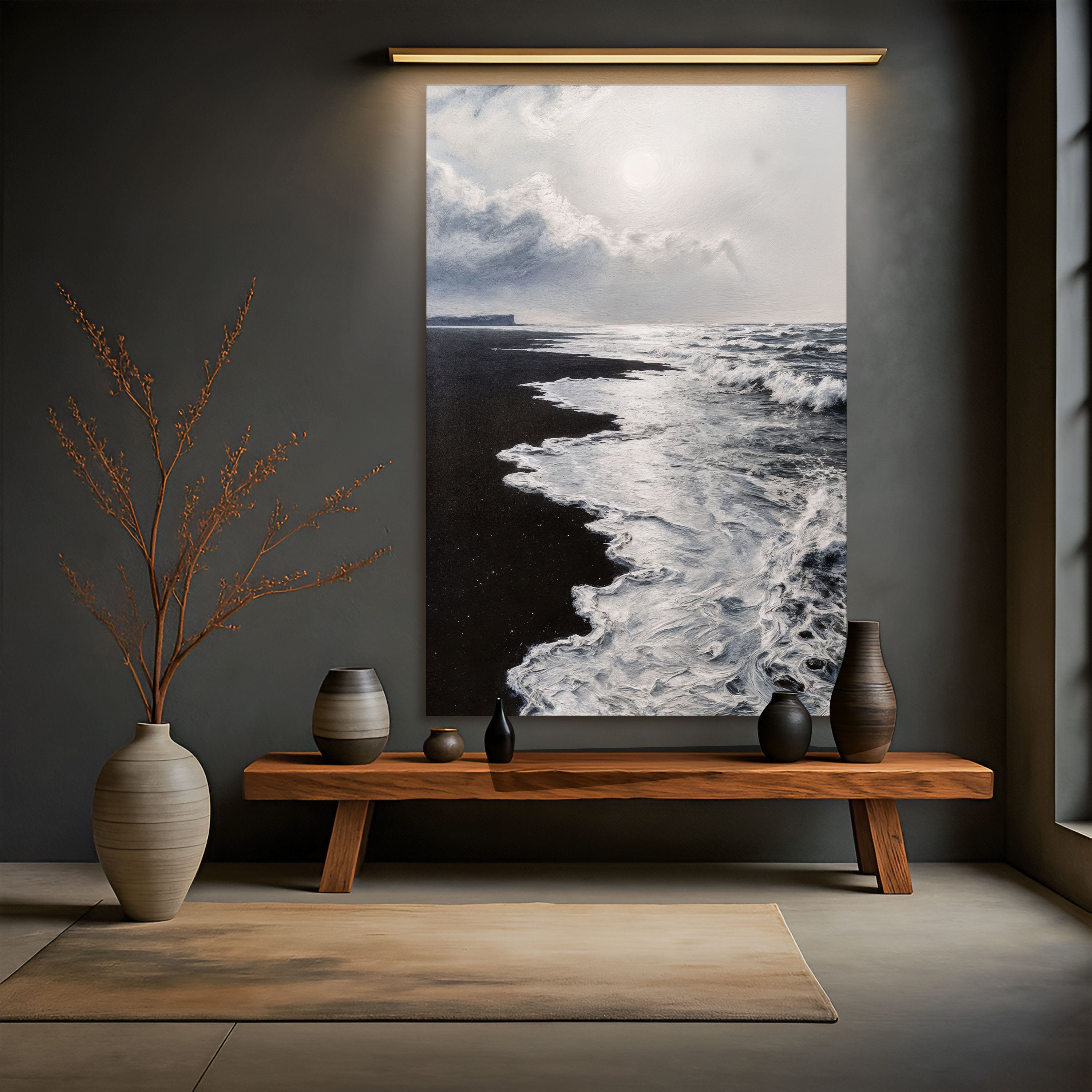 Black & White Waves Abstract Wall Art on sale at MyriadMart