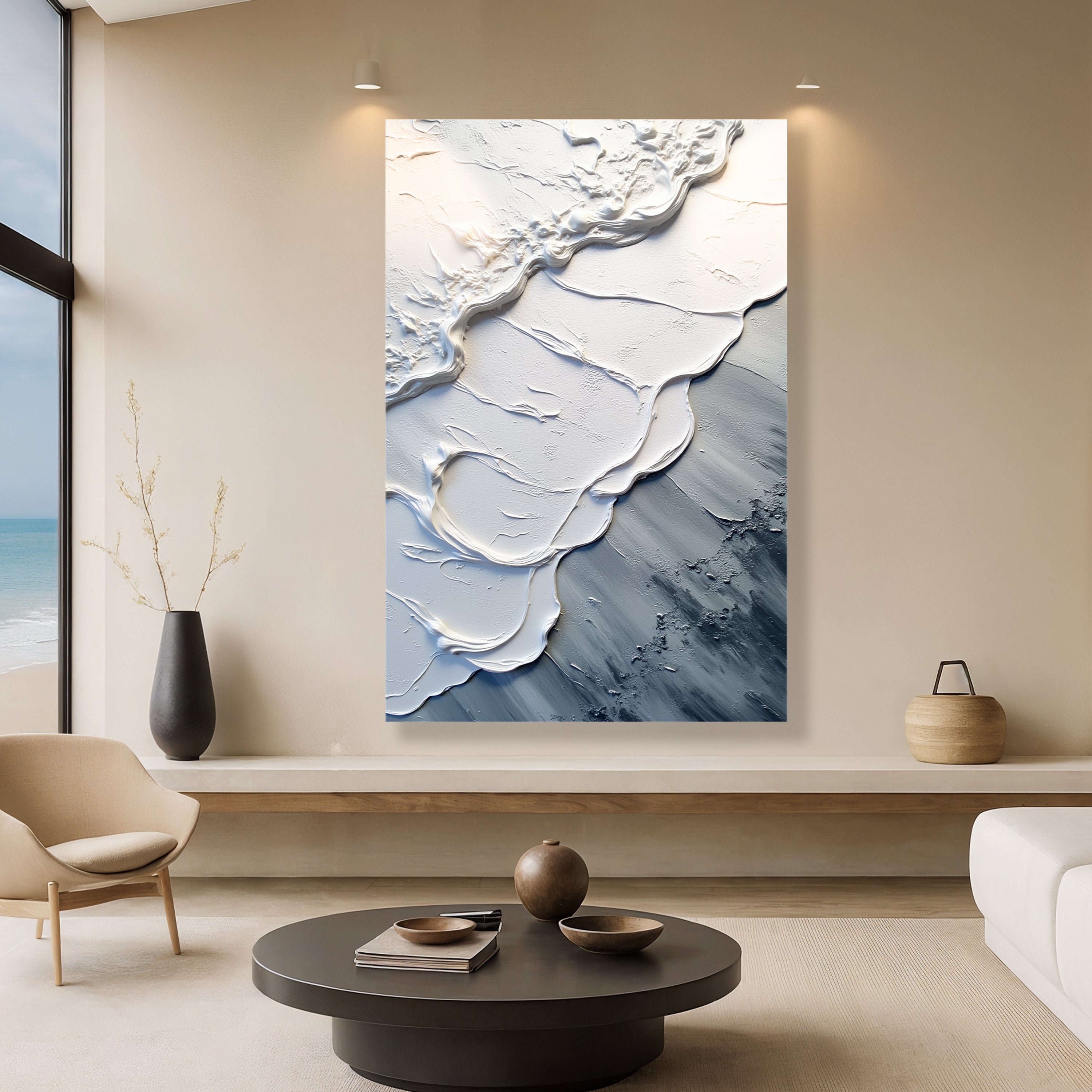 Abstract Minimalist Wave Impasto Wall Art II on sale at MyriadMart
