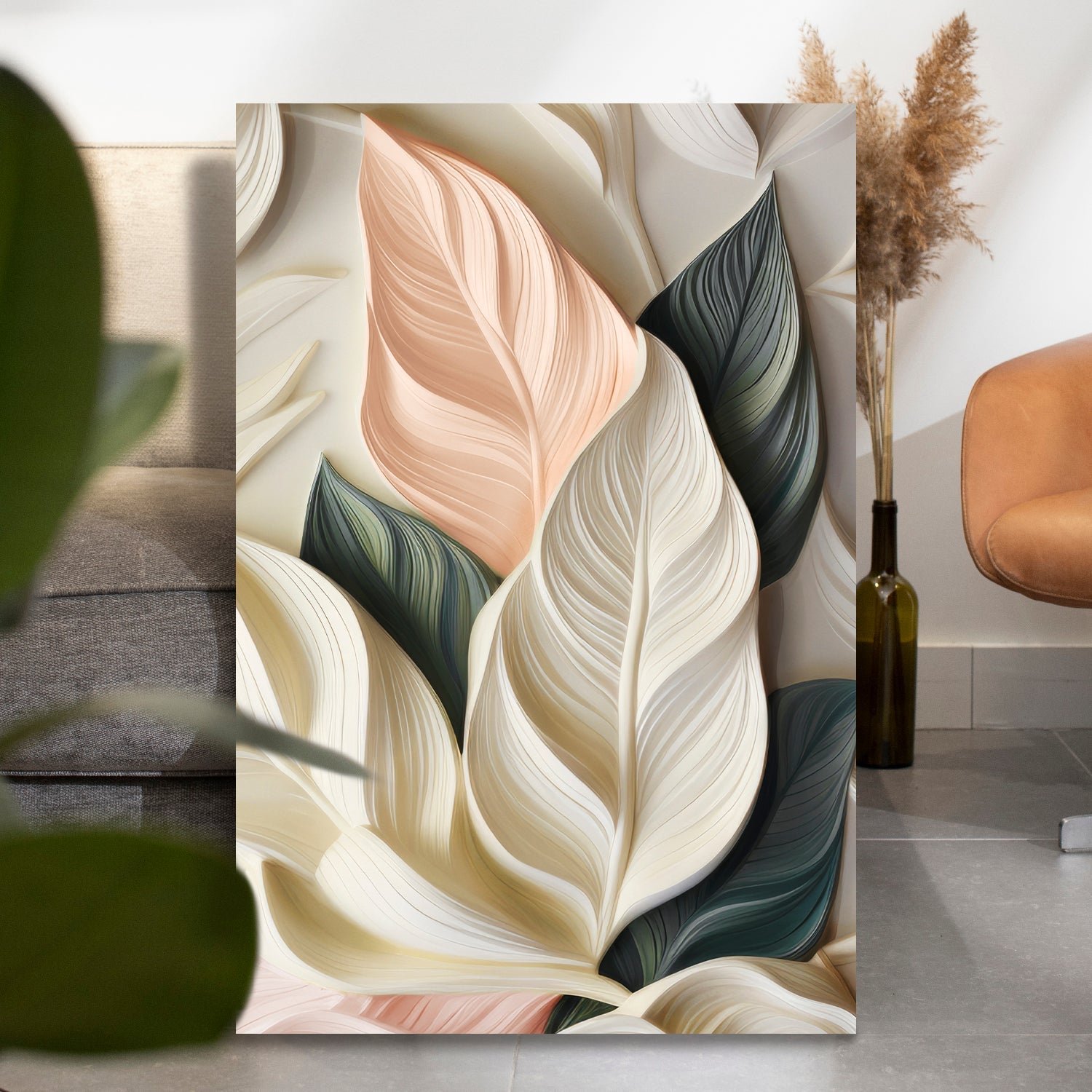 Elegant 3D Pastel Leaf Wall Art on sale at MyriadMart