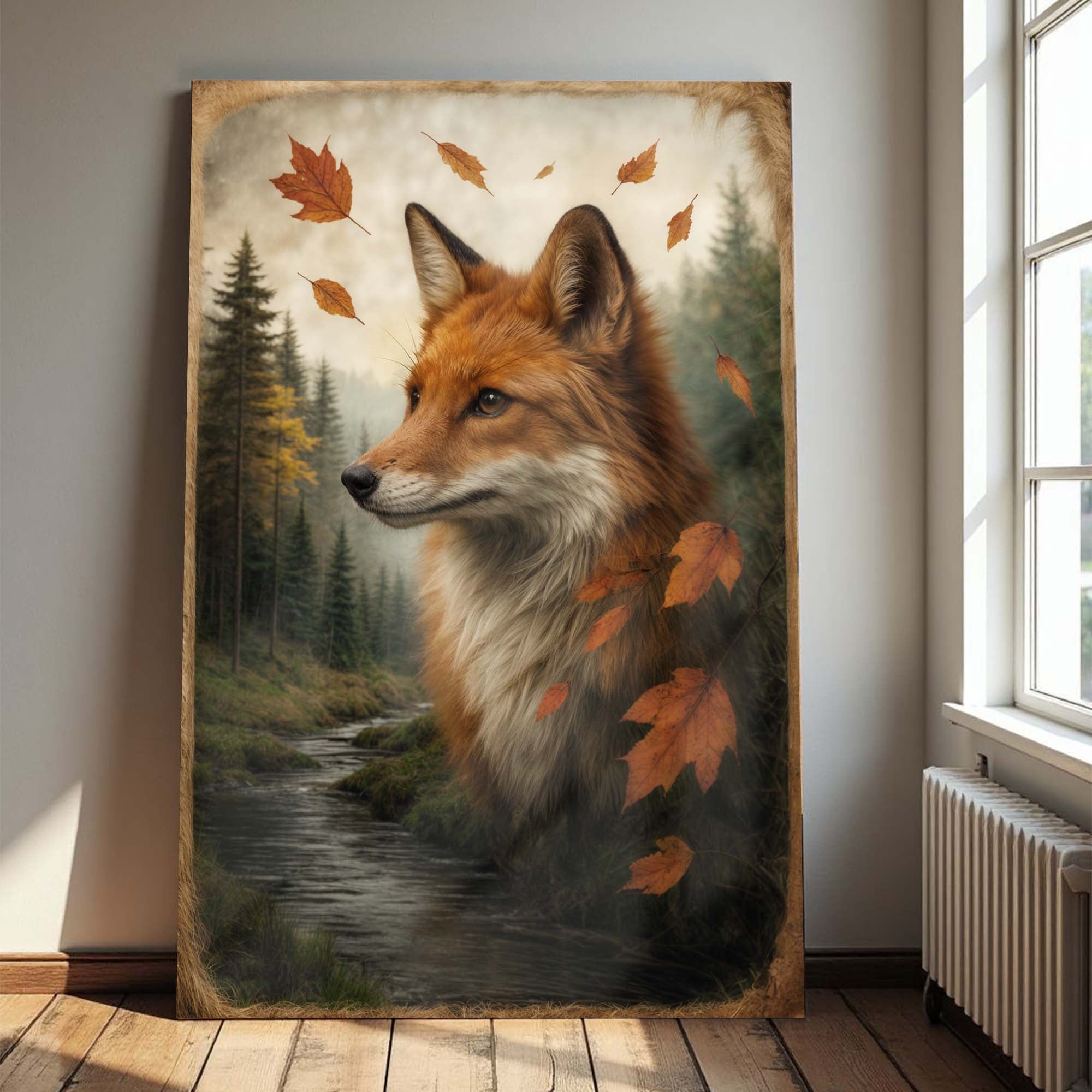 Autumn Fox Double Exposure Wall Art on sale at MyriadMart