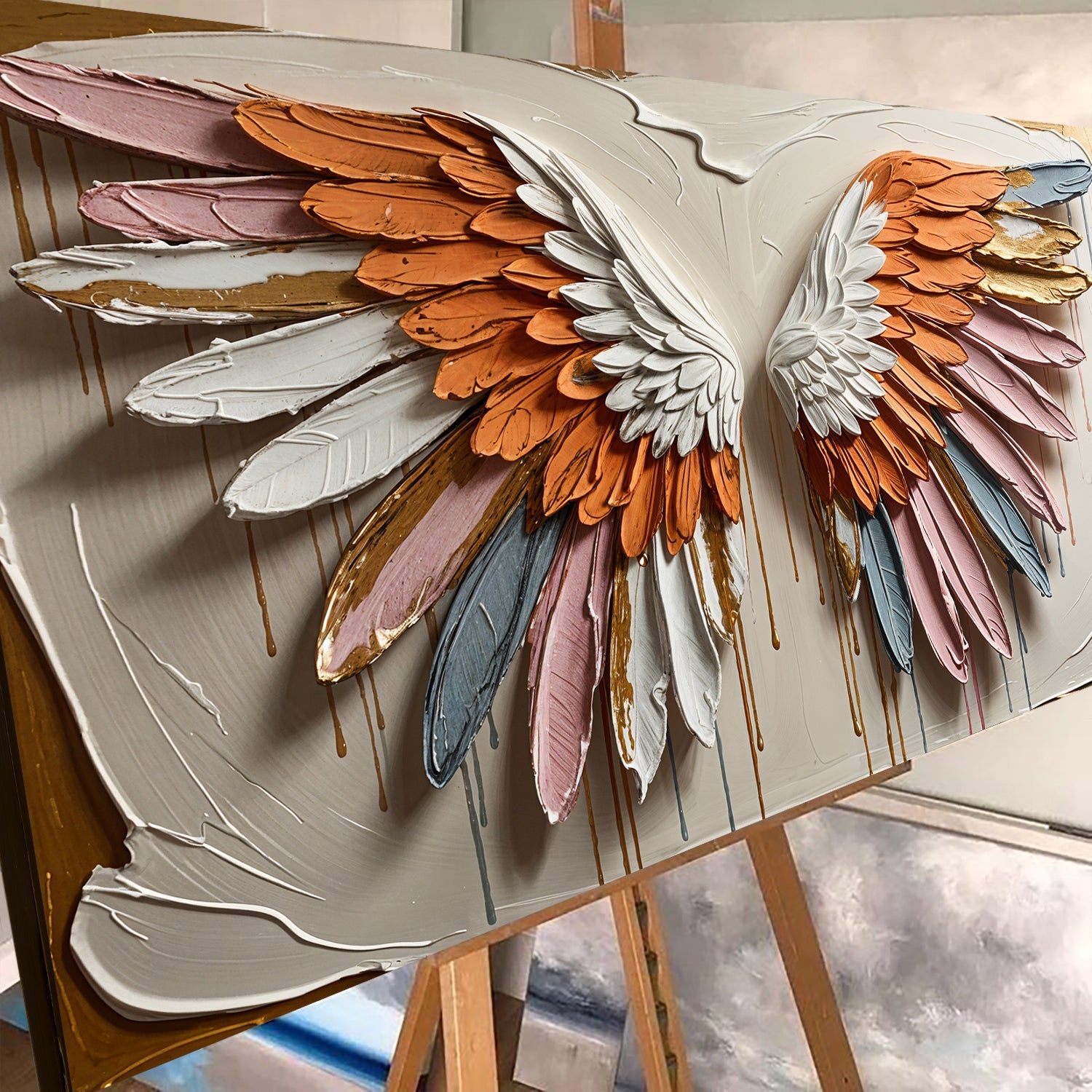 Angelic Wings Impasto Wall Art on sale at MyriadMart