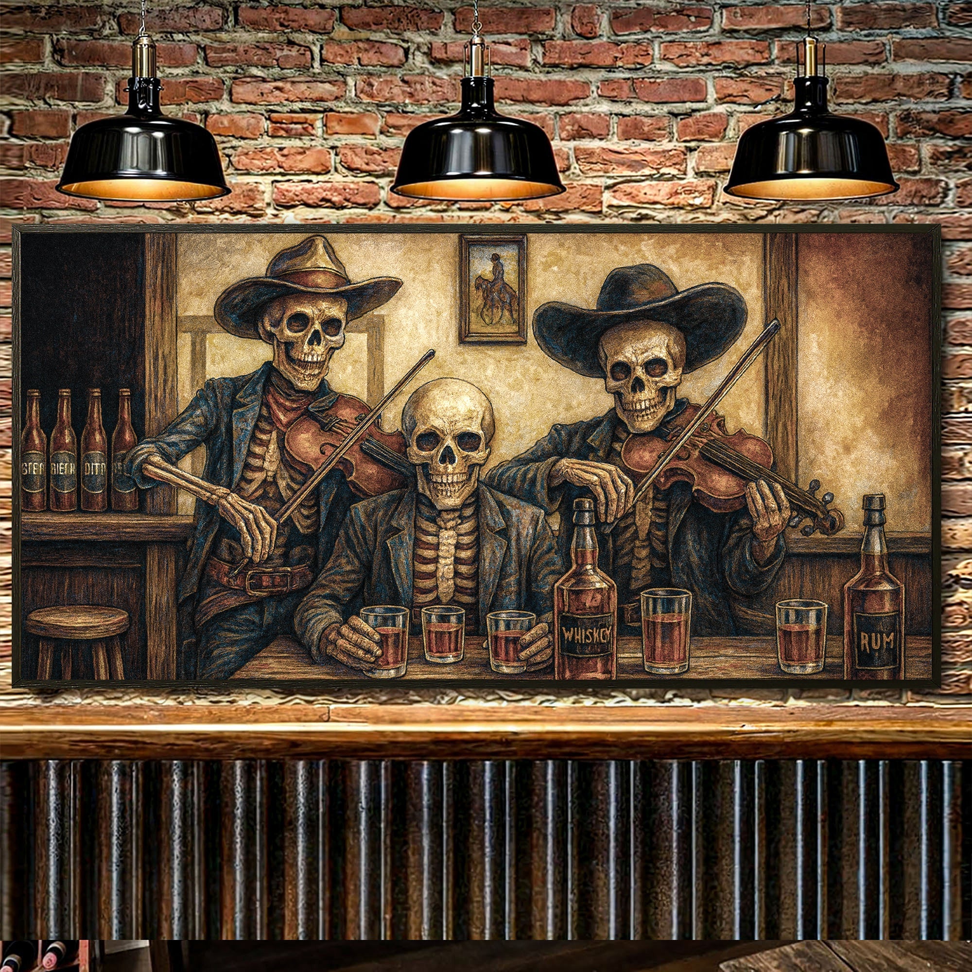 Cowboy Skeletons Western Bar Wall Art on sale at MyriadMart