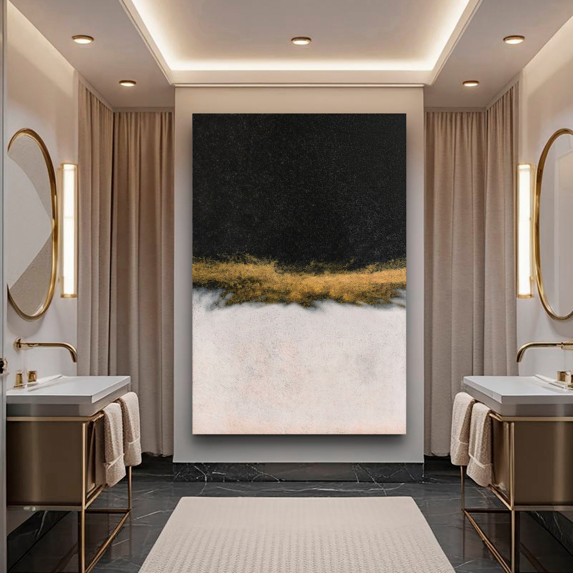 Minimalist Black and Gold Wall Art II on sale at MyriadMart