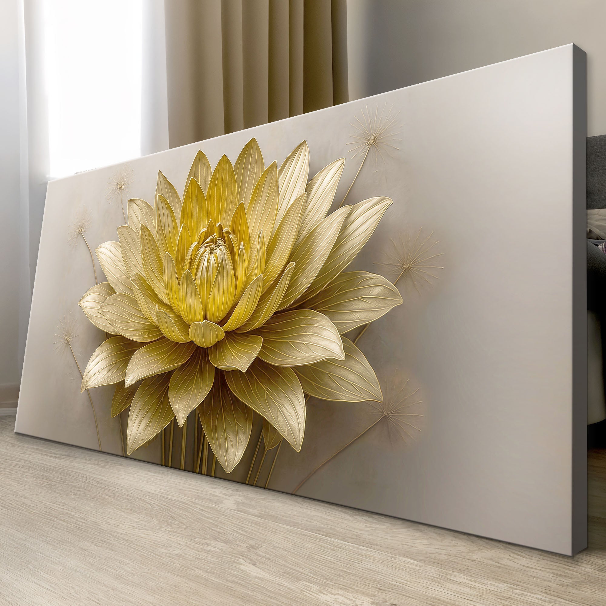 Golden Lotus Minimalist Abstract Wall Art III on sale at MyriadMart