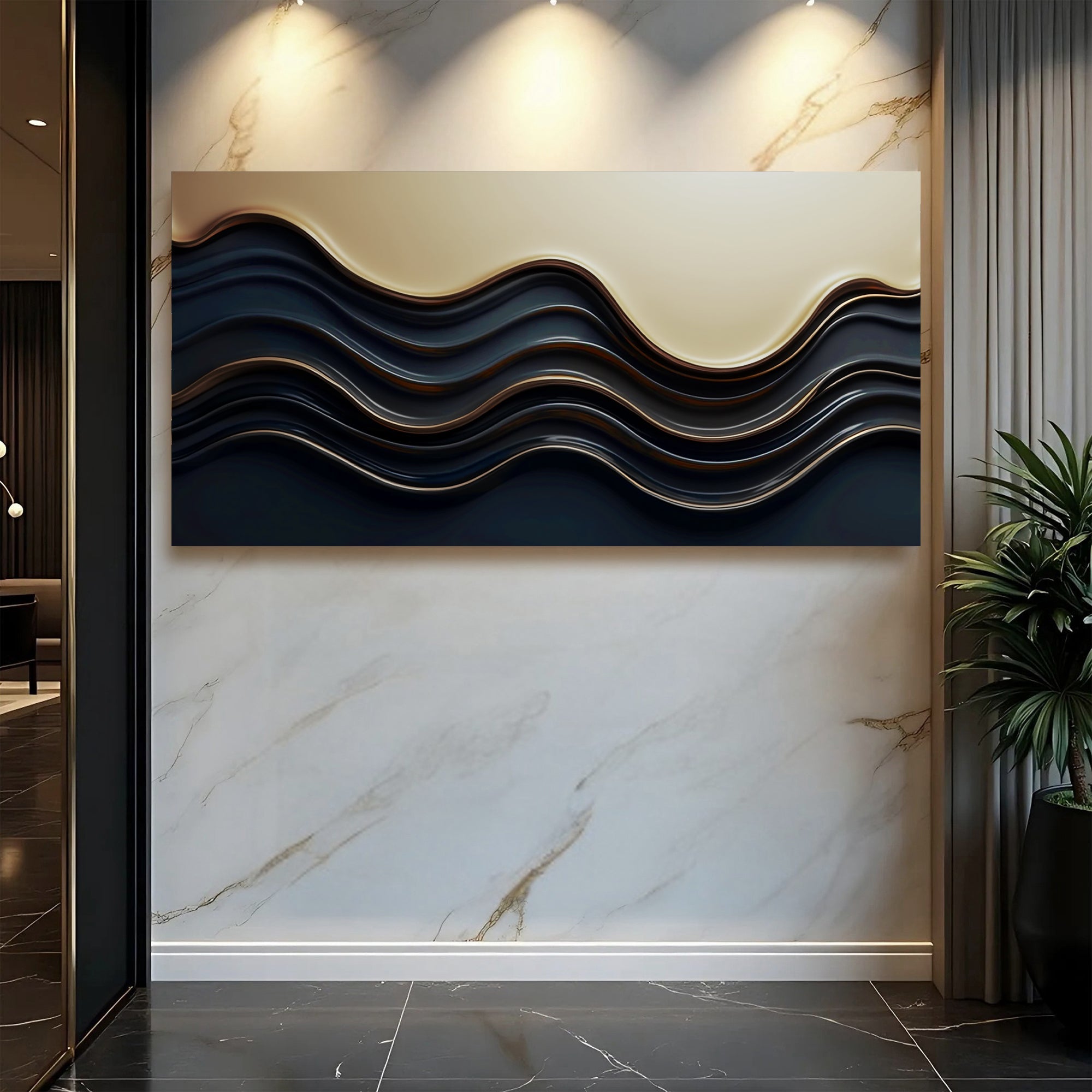 Black and Gold Minimalist Abstract Wall Art III on sale at MyriadMart