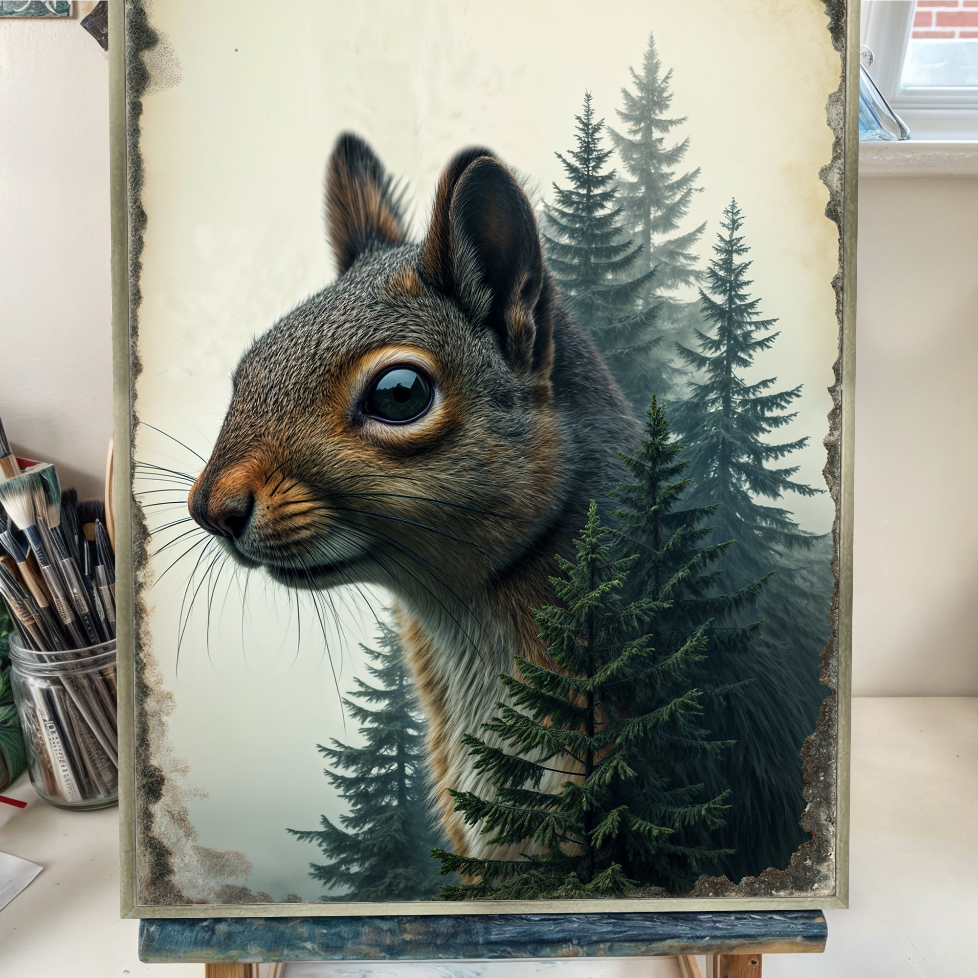 Squirrel Double Exposure Wall Art on sale at MyriadMart