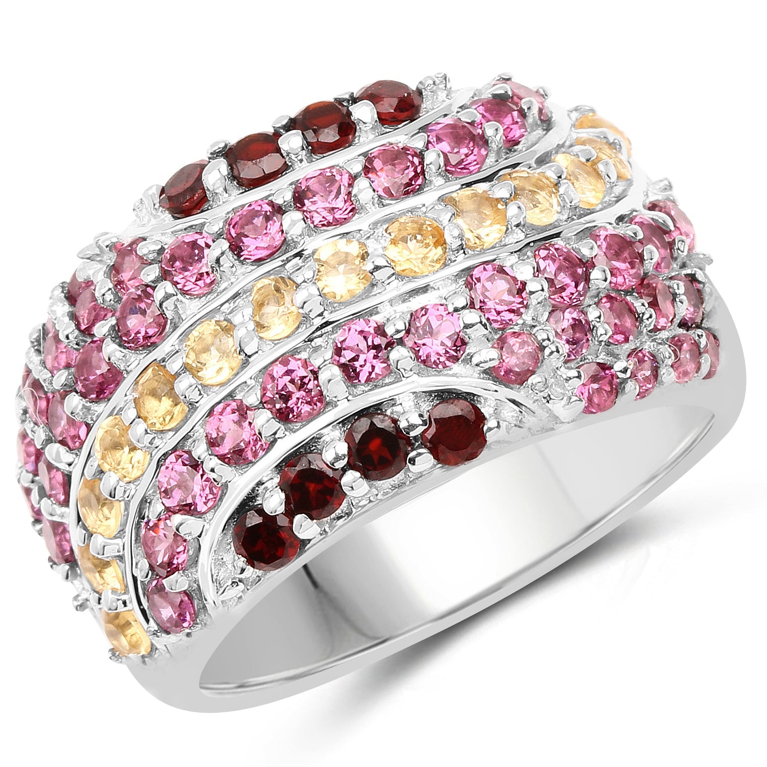 2.35 Carat Genuine Multi Stone .925 Sterling Silver Ring on sale at MyriadMart