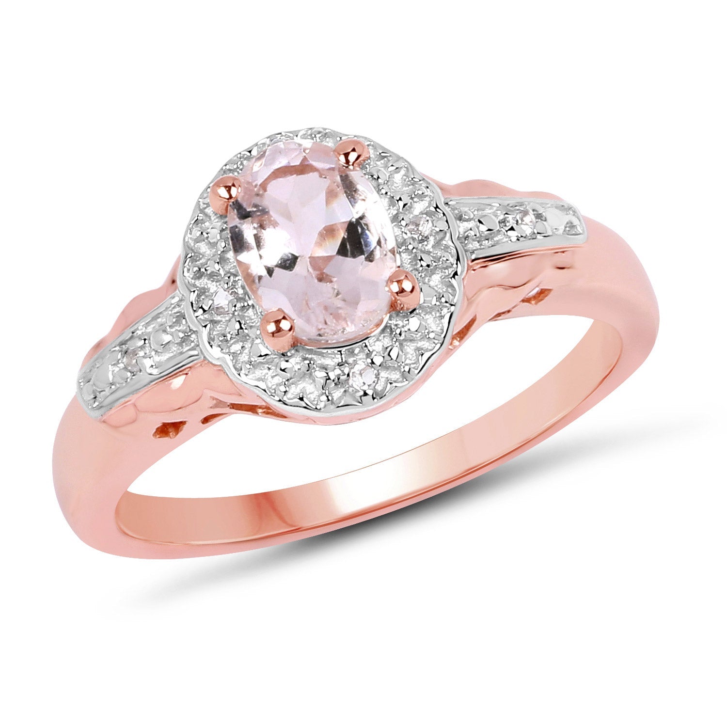2.28 Carat Genuine Morganite and White Topaz .925 Sterling Silver 3 Piece Jewelry Set Ring, Earrings, and Pendant w/ Chain on sale at MyriadMart
