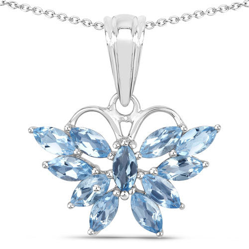 1.76 Carat Genuine Swiss Blue Topaz .925 Sterling Silver Pendant on sale at MyriadMart