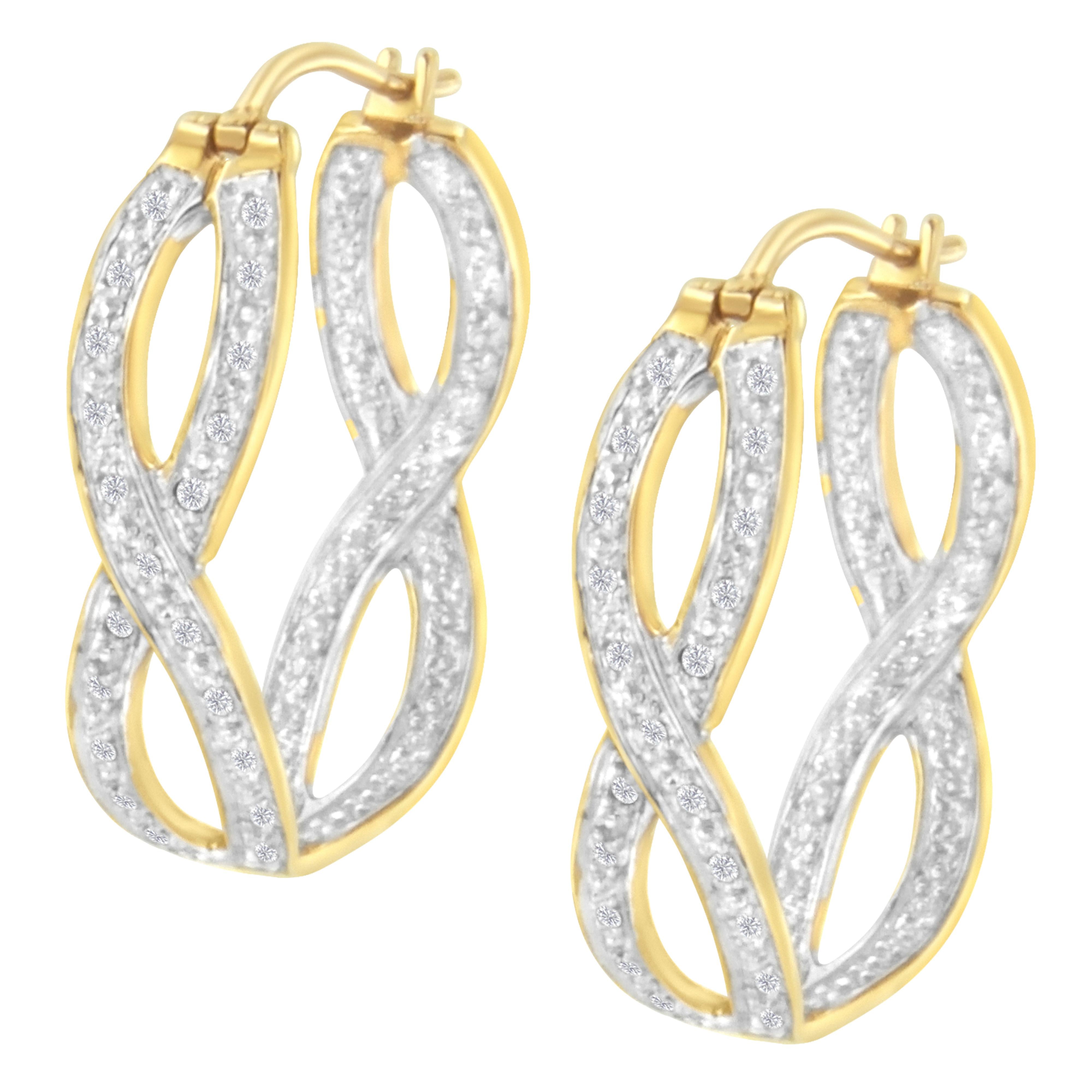 10K Yellow and White Gold 1/4 cttw Diamond Double Infinity Hoop Earrings I-J Clarity, I1-I2 Color on sale at MyriadMart