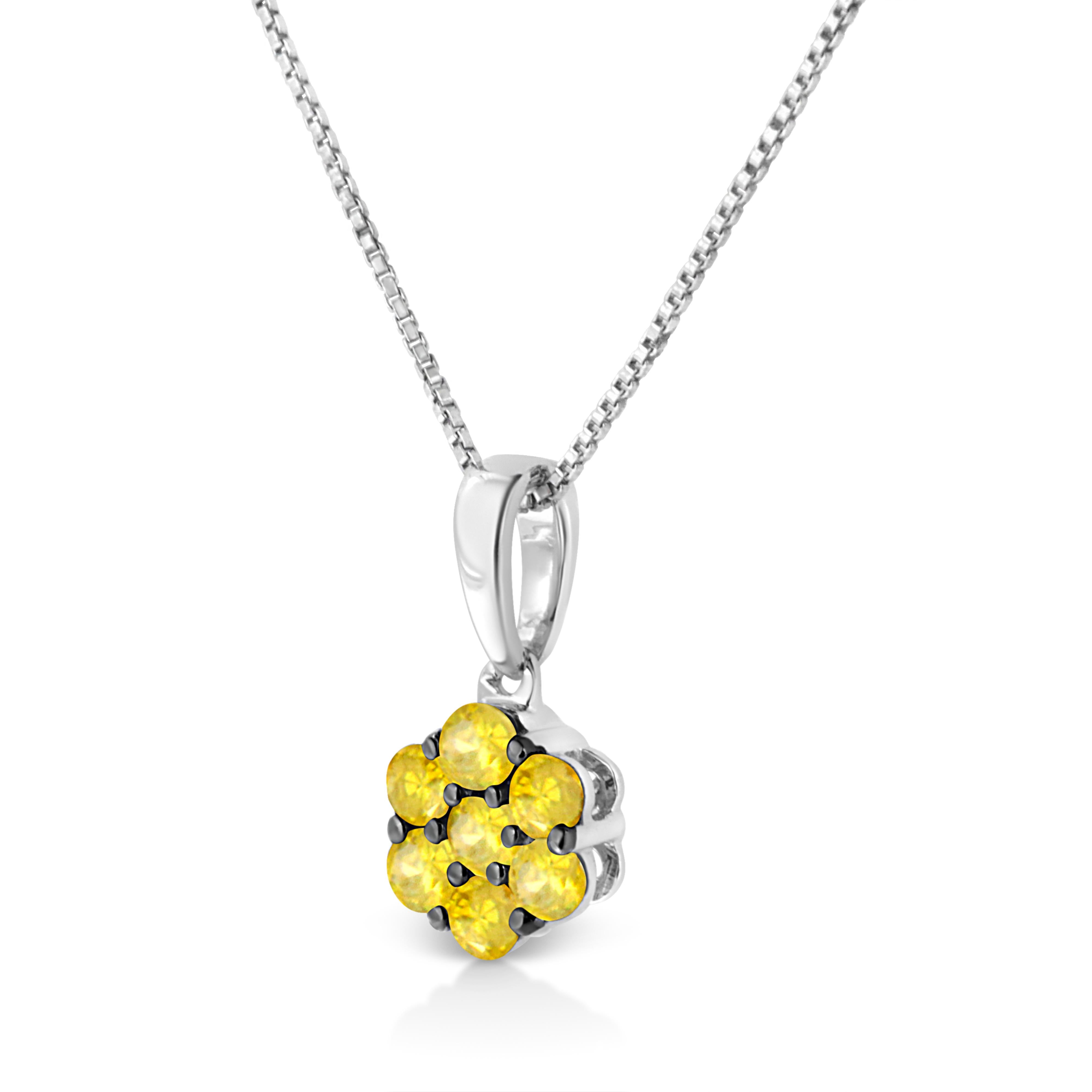 .925 Sterling Silver 1/2 Cttw Prong Set Treated Green Diamond Floral Cluster 18" Pendant Necklace Green Color, I1-I2 Clarity on sale at MyriadMart