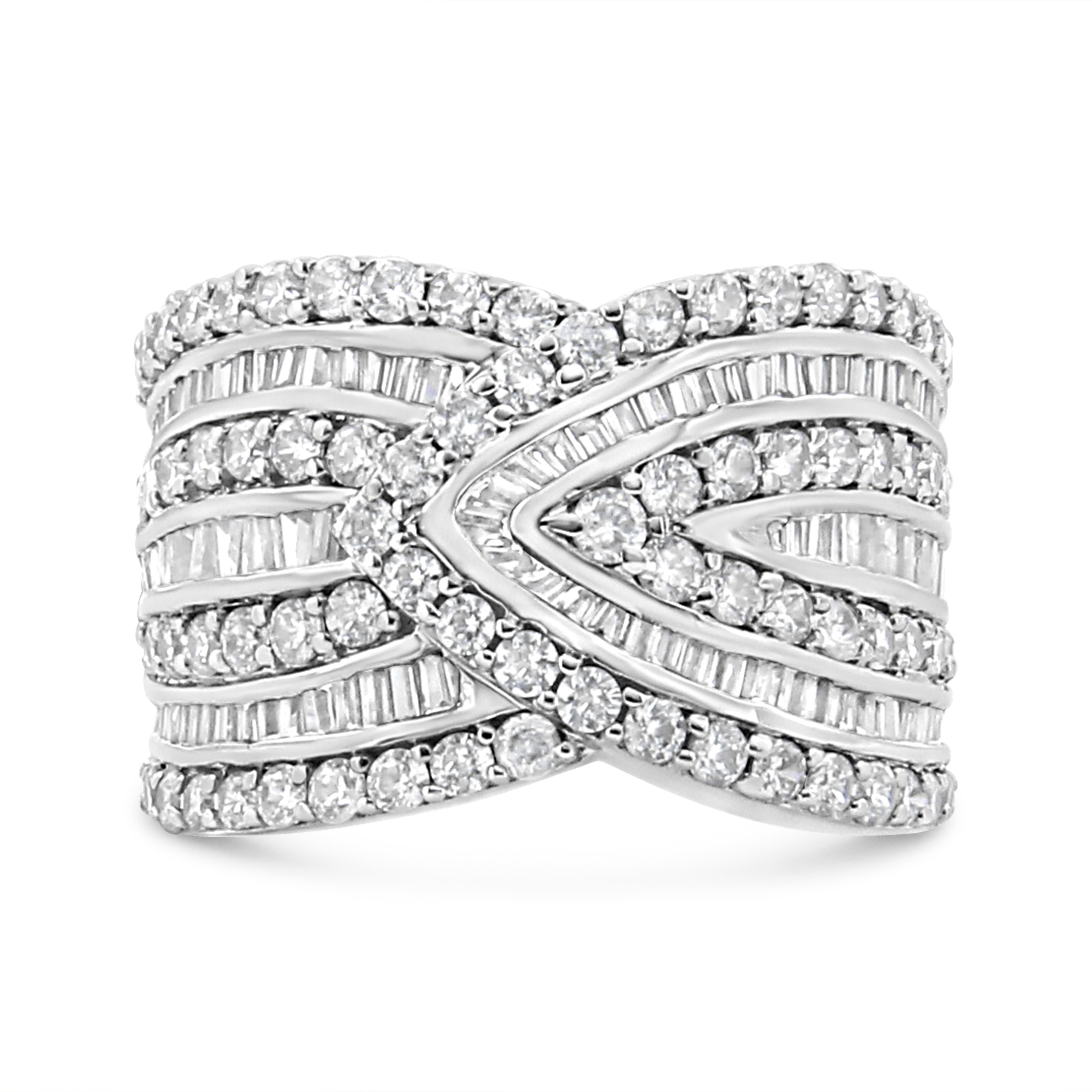 .925 Sterling Silver 2 3/8 Cttw Diamond Multi Row Overlay Band Ring J-K Color, I3 Clarity - Ring Size 7 on sale at MyriadMart