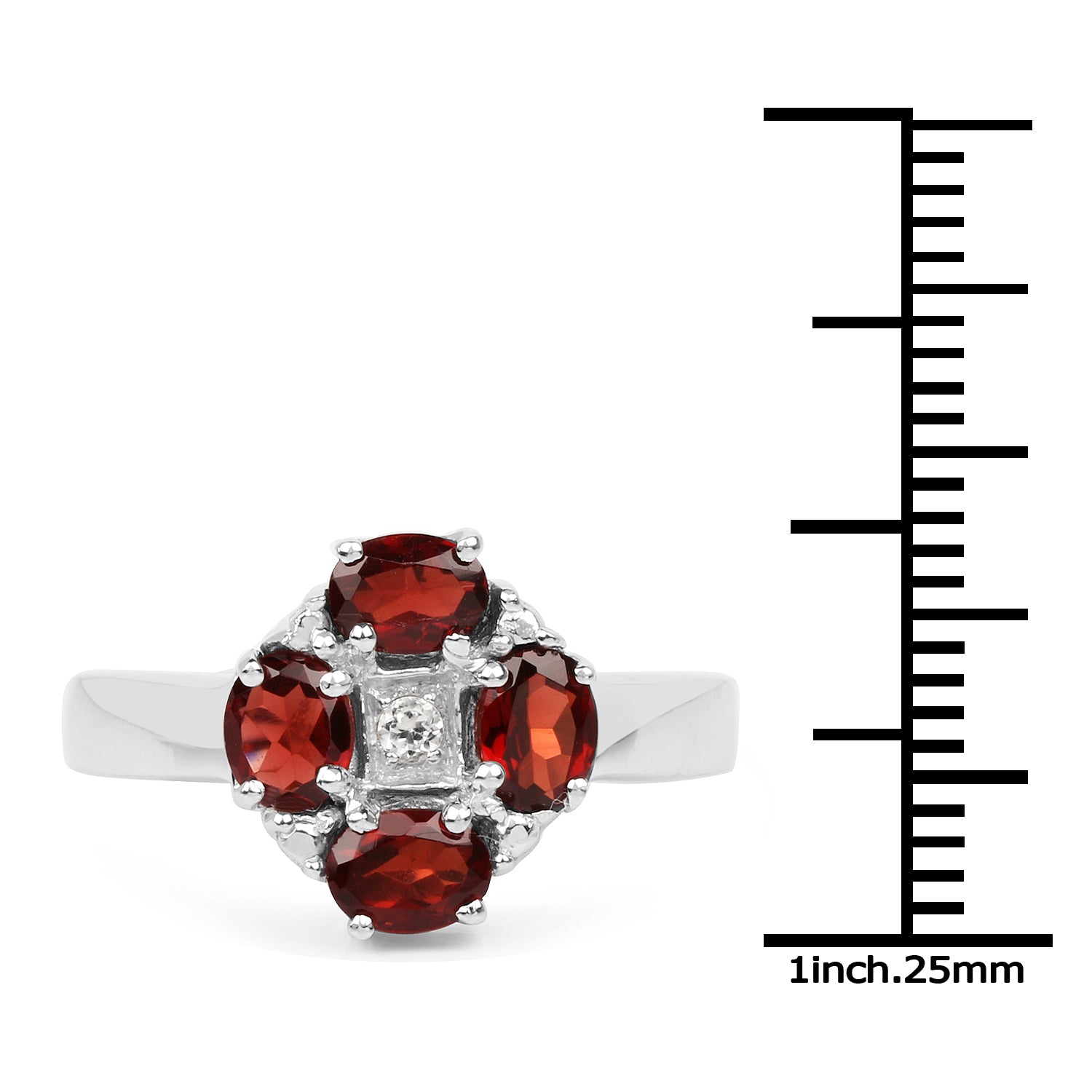 2.02 Carat Genuine Garnet & White Topaz .925 Sterling Silver Ring on sale at MyriadMart