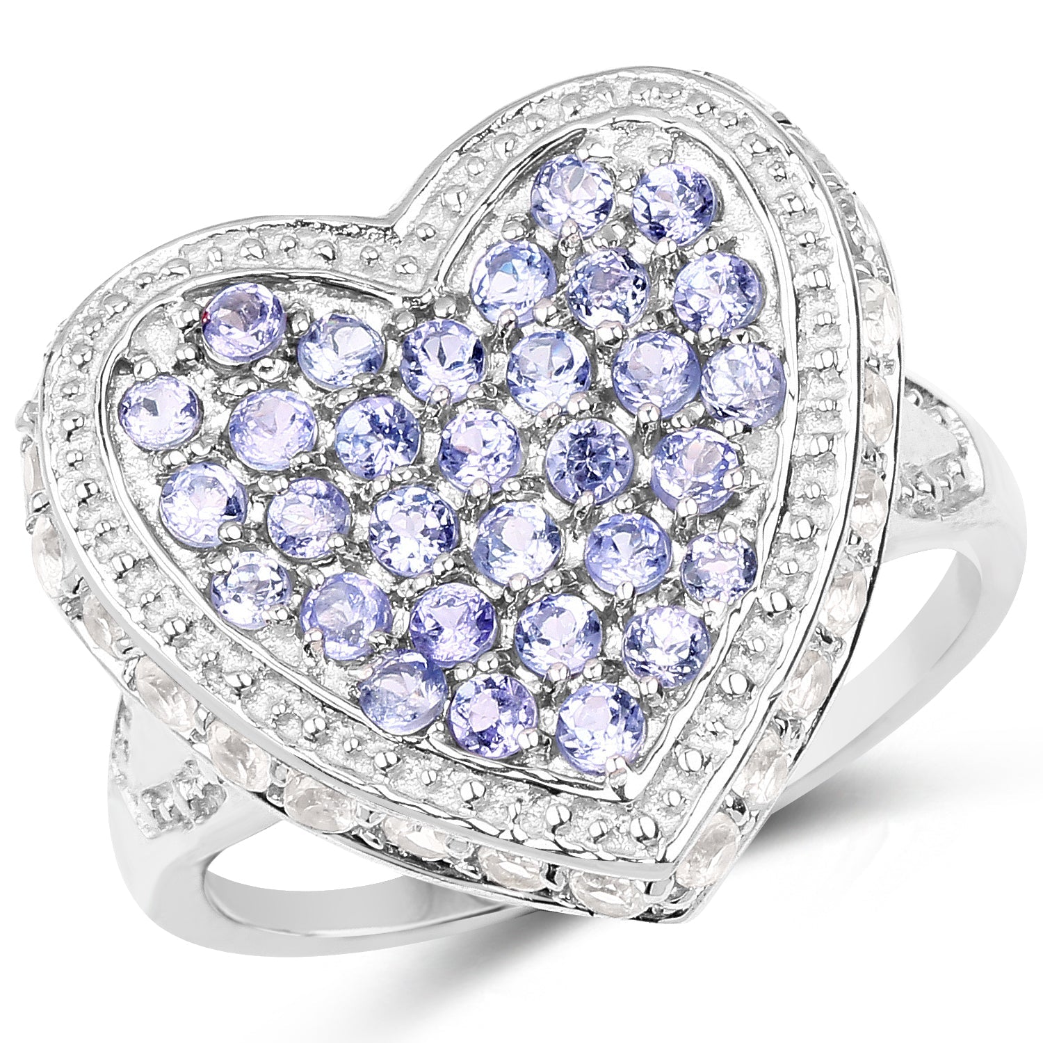 1.81 Carat Genuine Tanzanite and White Topaz .925 Sterling Silver Ring on sale at MyriadMart