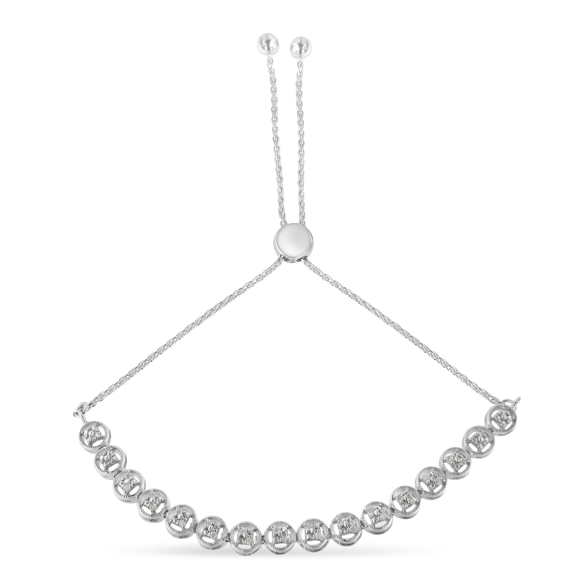 .925 Sterling Silver 1/4 cttw Round-cut Diamond Bolo Bracelet I-J Color, I3 Clarity on sale at MyriadMart