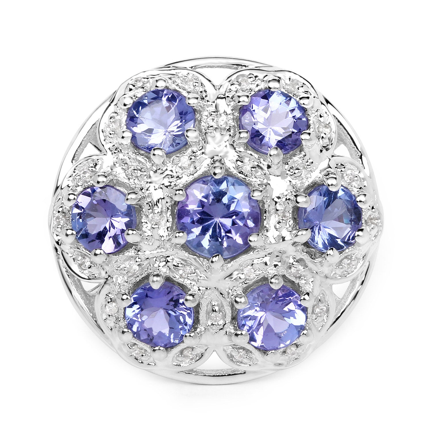 2.00 Carat Genuine Tanzanite and White Zircon .925 Sterling Silver Ring on sale at MyriadMart
