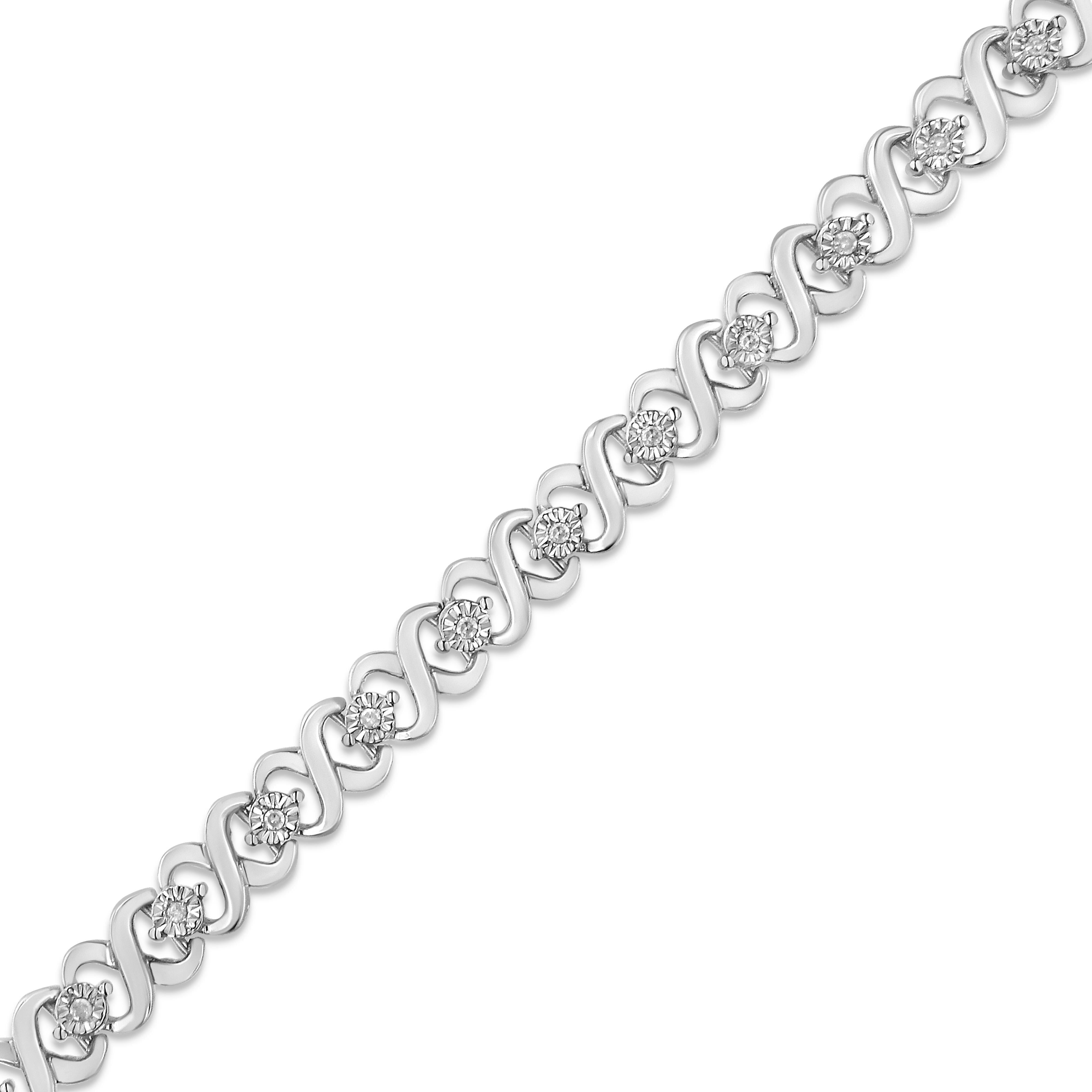 .925 Sterling Silver 1/6 Cttw Miracle Set Diamond Infinity Link and Station Tennis Bracelet I-J Color, I3 Clarity - 7.25 " Inches on sale at MyriadMart