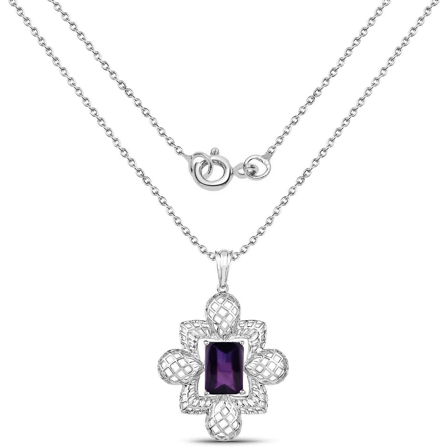 7.80 Carat Genuine Amethyst .925 Sterling Silver Pendant on sale at MyriadMart