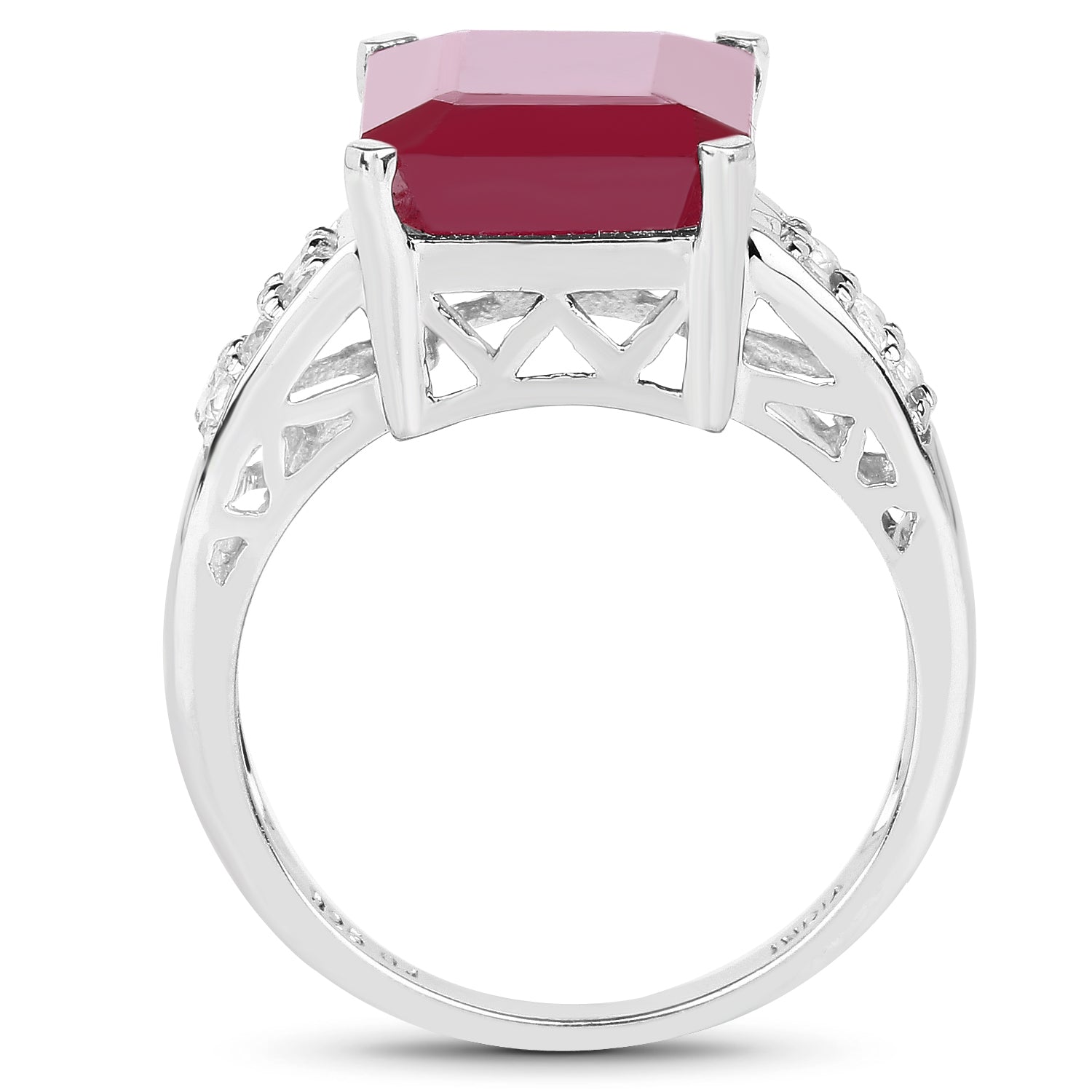 7.26 Carat Glass Filled Ruby and White Topaz .925 Sterling Silver Ring on sale at MyriadMart